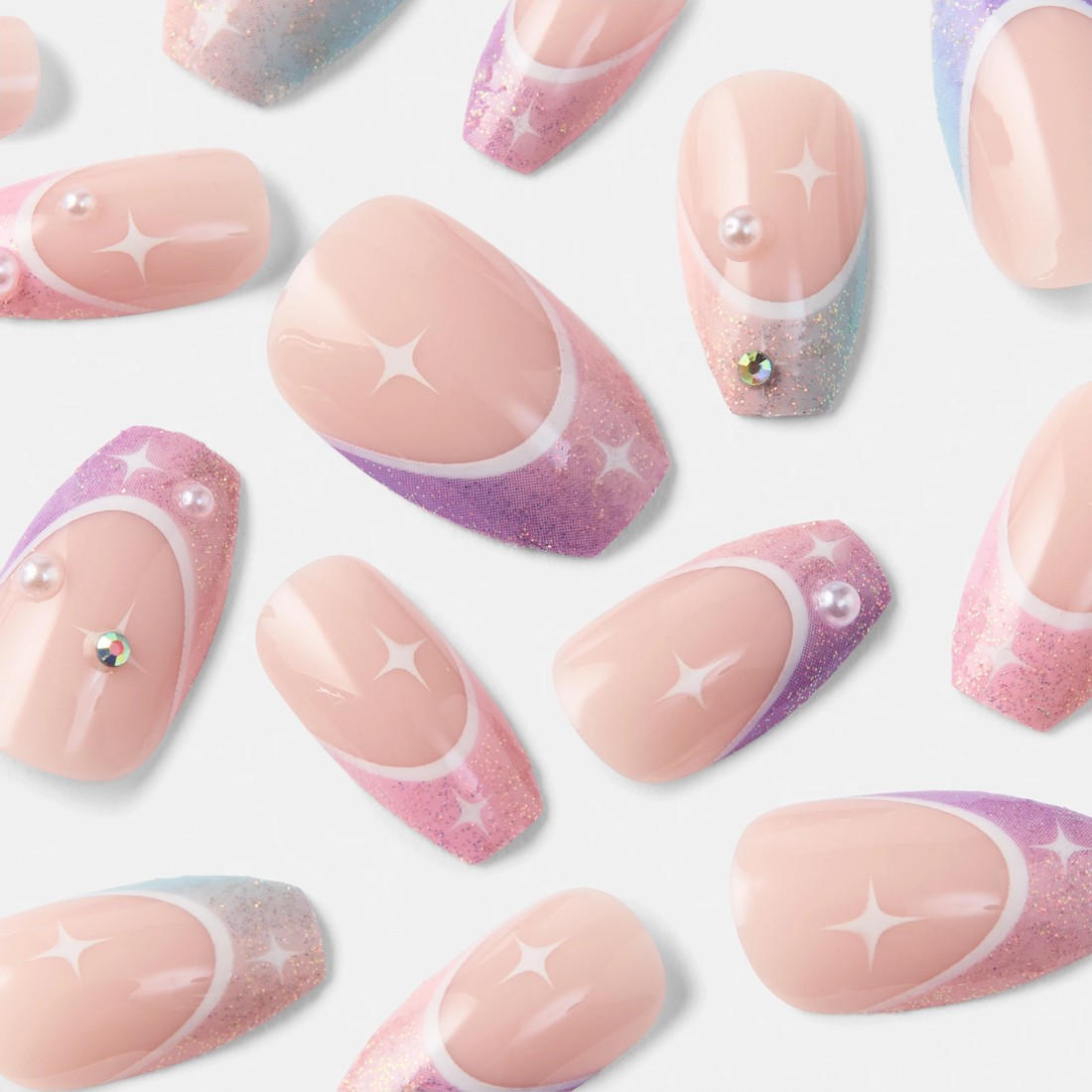 4 OXX Cosmetics 24 Pack Artificial Nails with Adhesive - Coffin Shape, Dusk Shimmer, 4 of 5