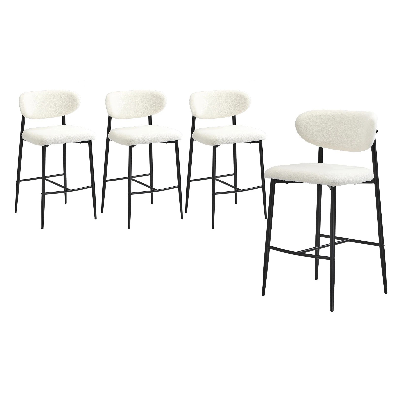 1 Oikiture 4x Bar Stools Kitchen Stool Counter Chair Boucle Fabric
 - Black, 1 of 7
