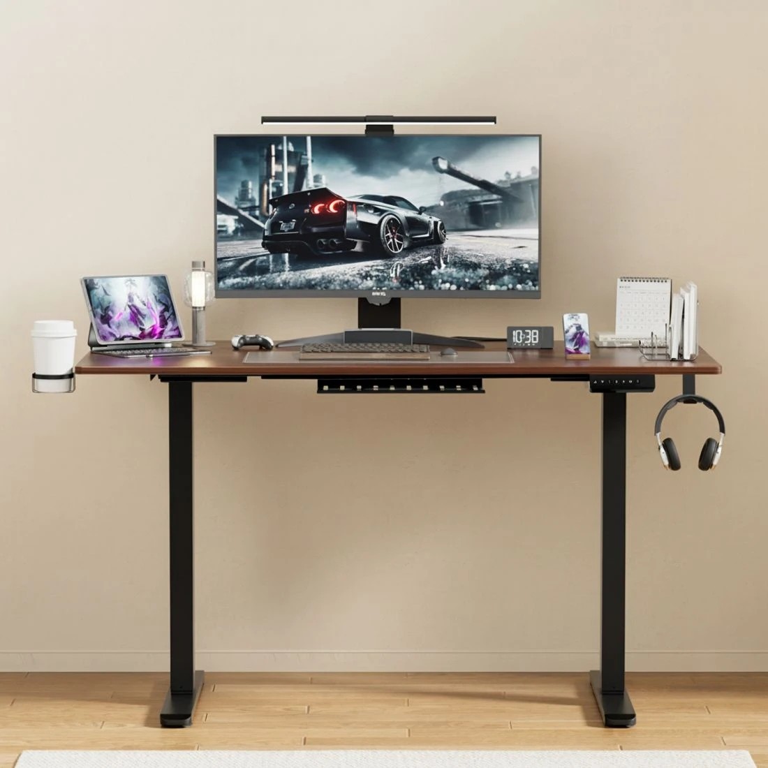 6 Artiss Standing Desk Motorised Dual Motor Electric Walnut 140CM - Brown, 6 of 8
