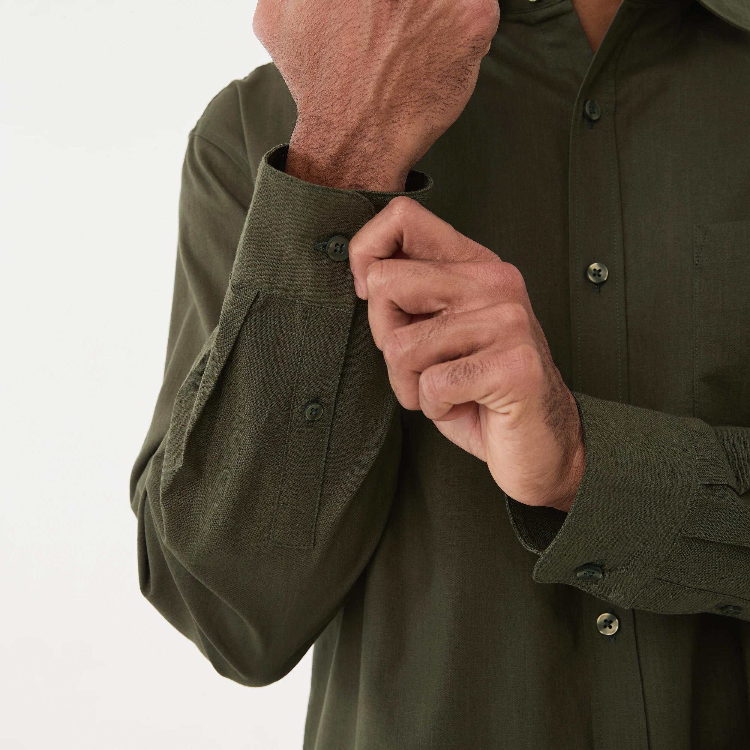 5 Long Sleeve Cotton Linen Shirt UNI KHAKI, 5 of 5