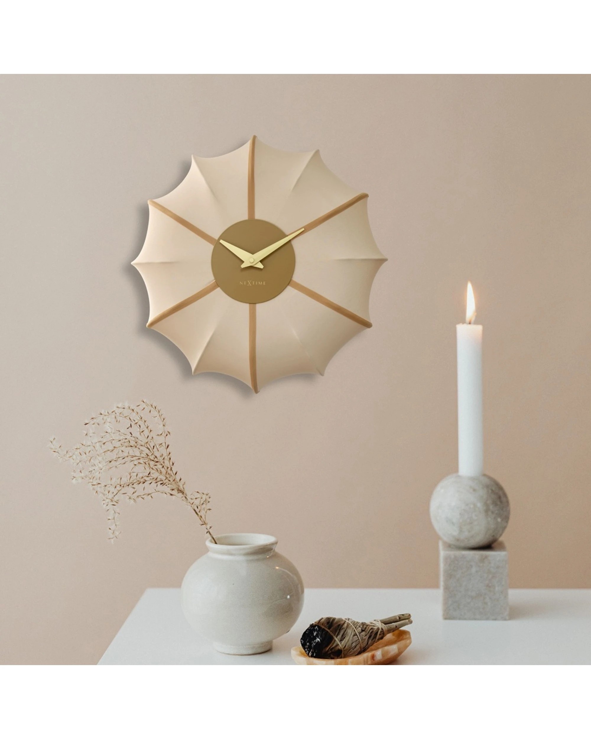 4 NeXtime Ultimo Wall Clock Fabric Oriental Lantern Silent 50cm Champagne - Beige, 4 of 5