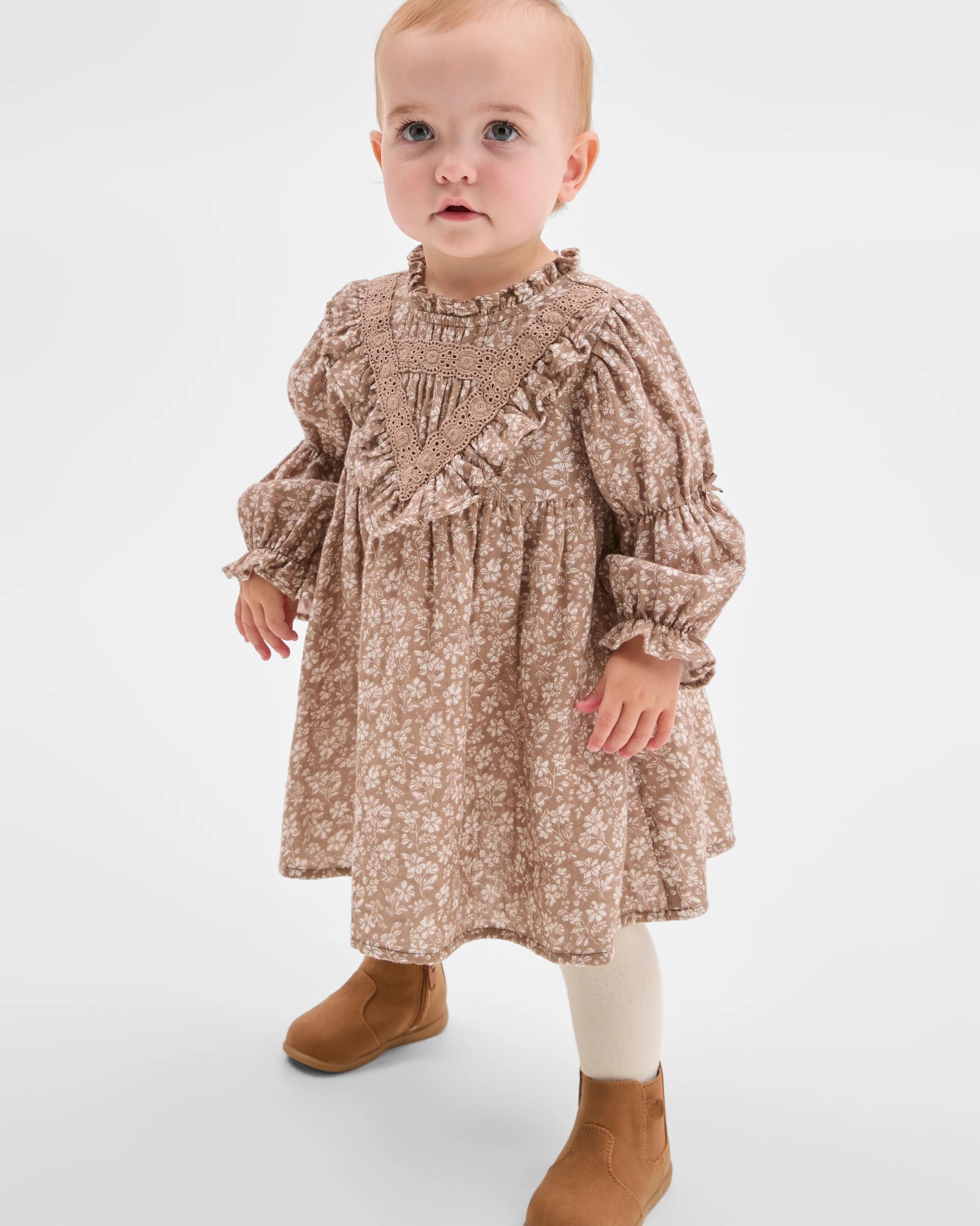 1 Target Baby Long Sleeve Woven Peasant Dress FLORAL, 1 of 5