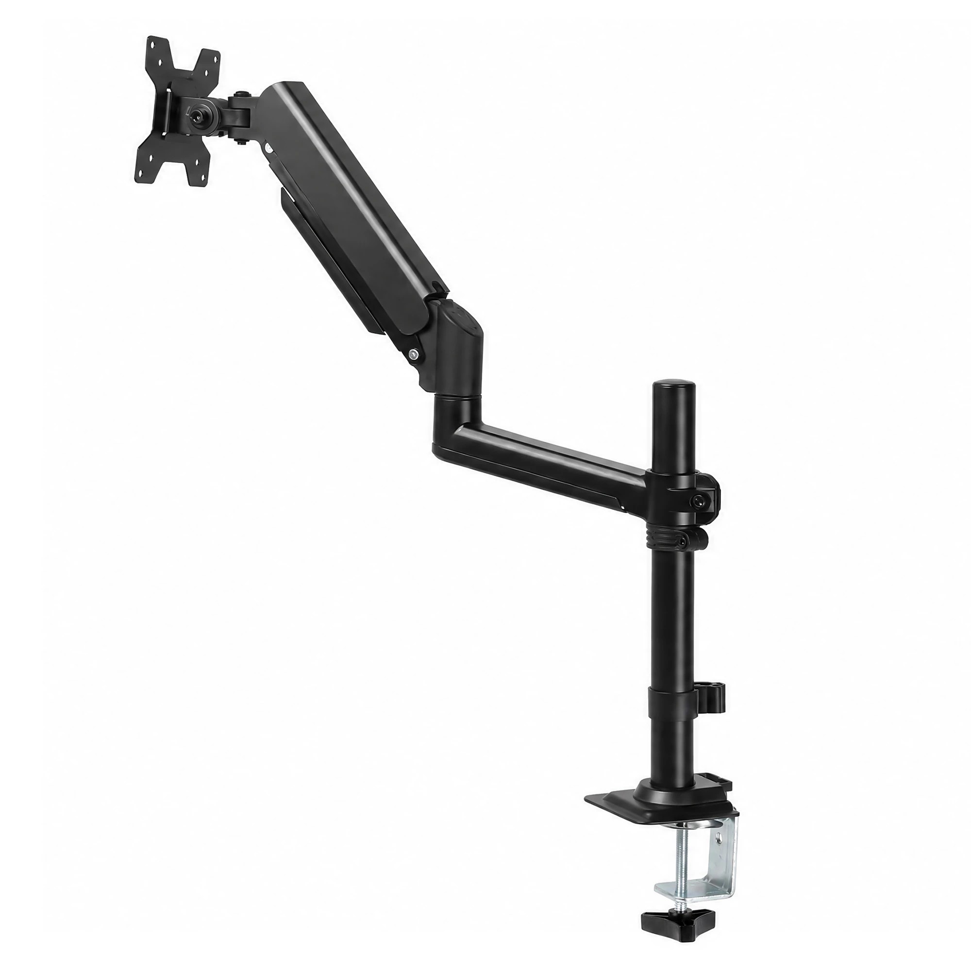 1 Levede Single Monitor Arm Adjustable 2-Way Desk Mount Rotatable 13-32 inch Black, 1 of 8