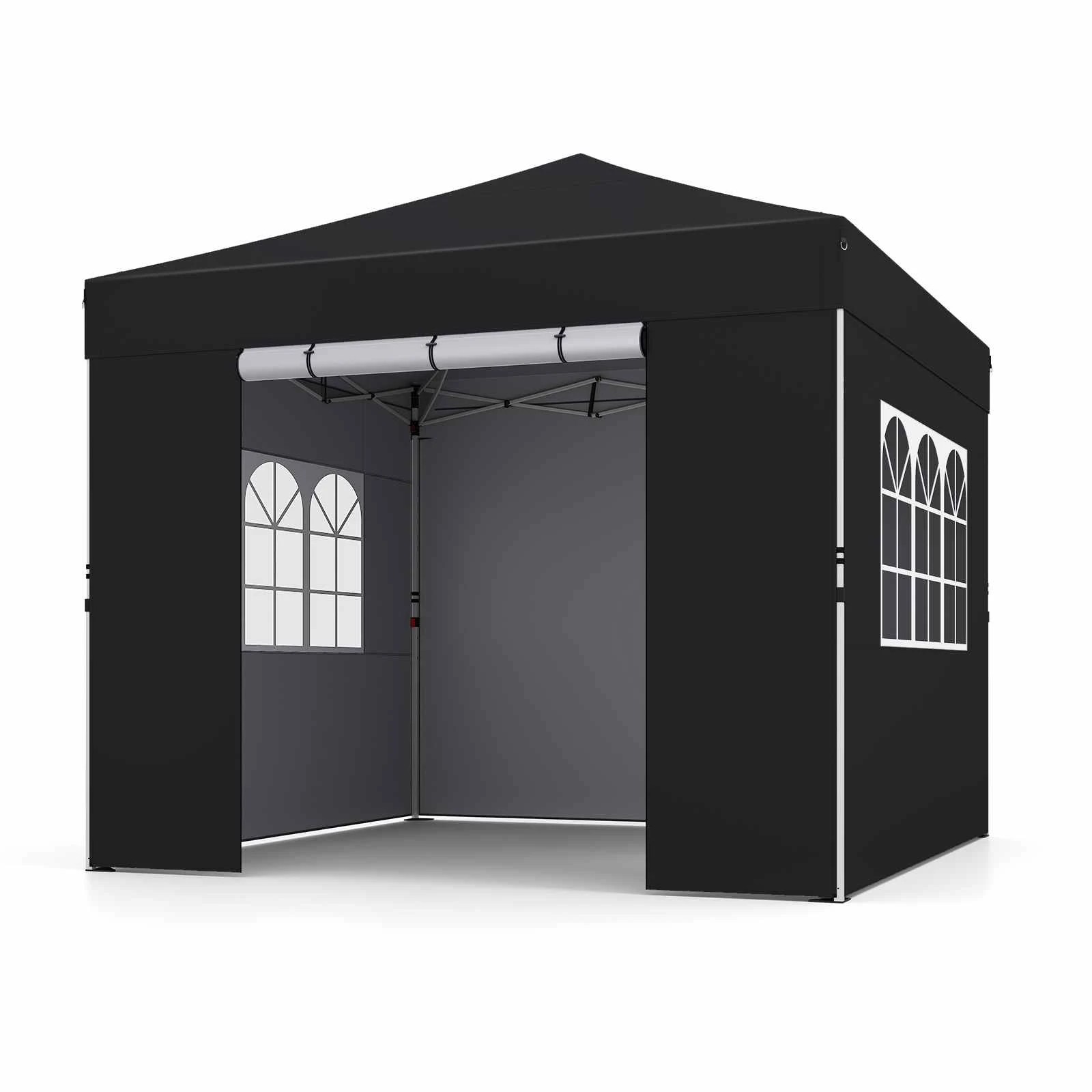 1 Costway 3x3M Pop Up Canopy Tent 4Sidewall Waterproof Shelter Adjustable Commercial Gazebo - Black, 1 of 3