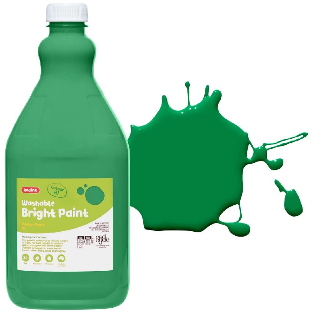 1 Kadink Washable Bright Poster Paint 2L Green, 1 of 2