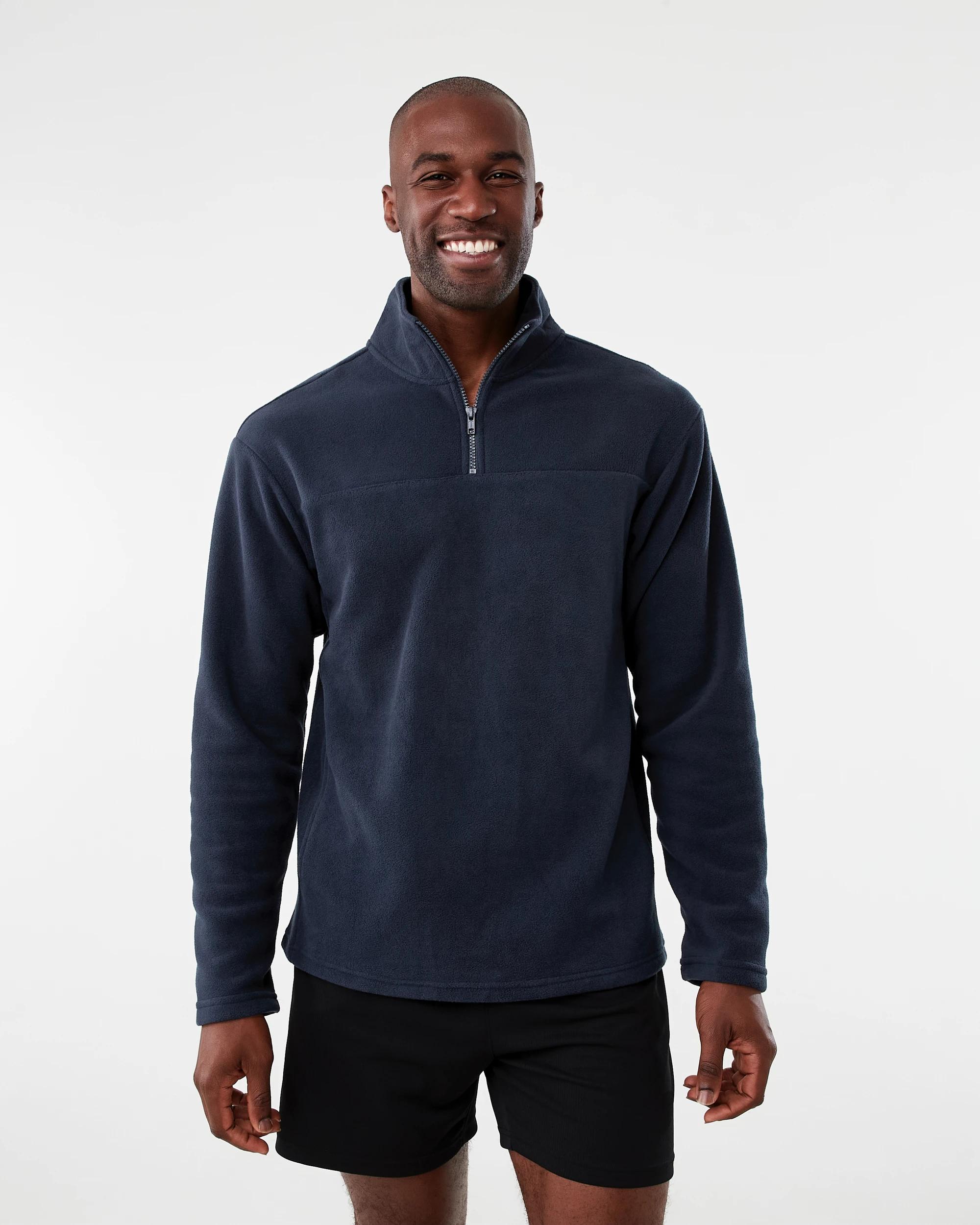 1 Active Mens Polar Fleece Quarter Zip Long Sleeve Navy W26, 1 of 6