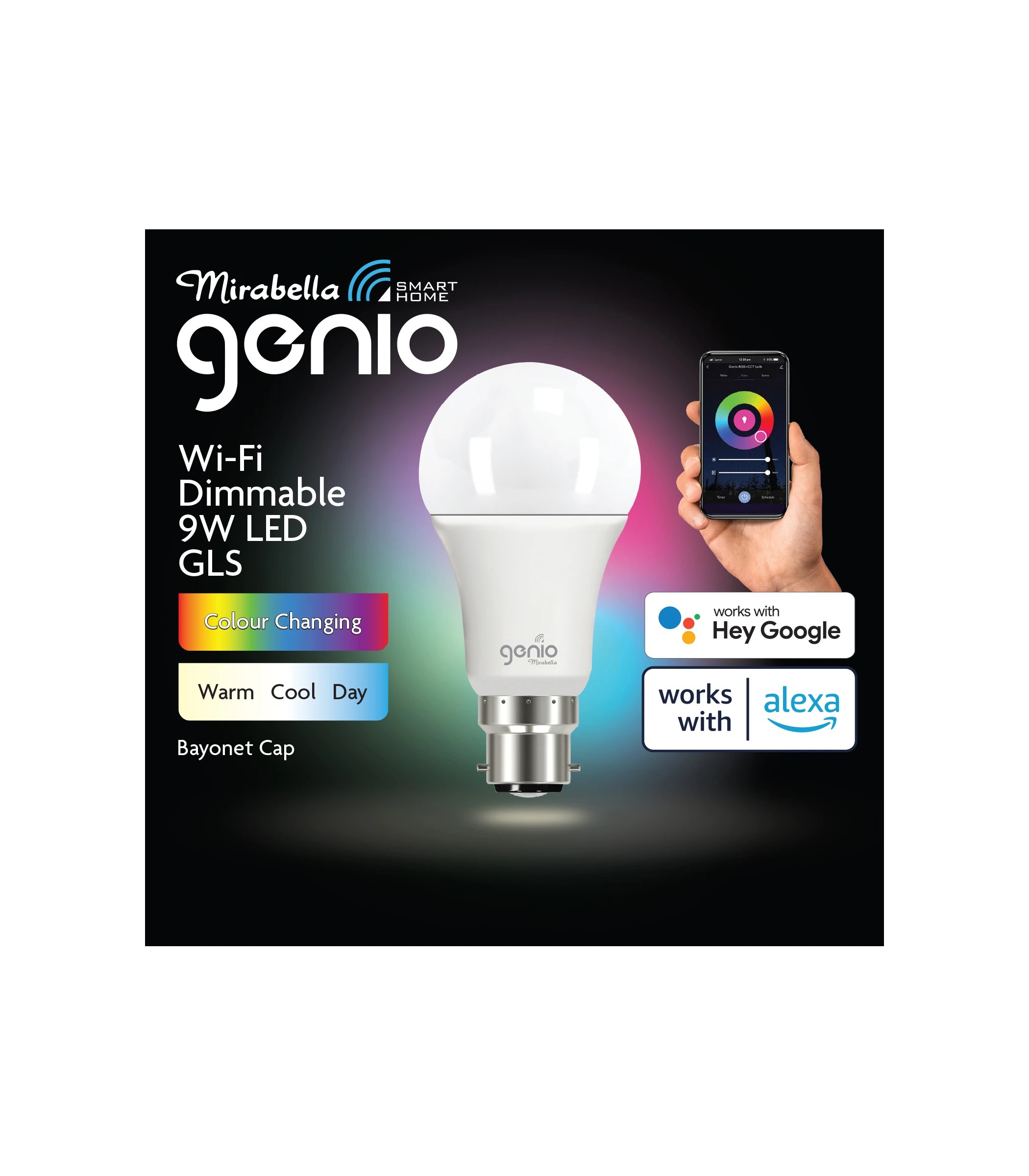 1 Mirabella Genio Wi-Fi Dimmable 9W LED Bulb, 1 of 6