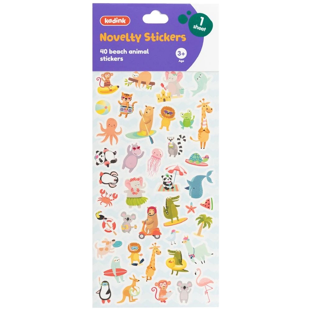 1 Kadink Paper Sticker Sheet Beach Animals Design, 1 of 1