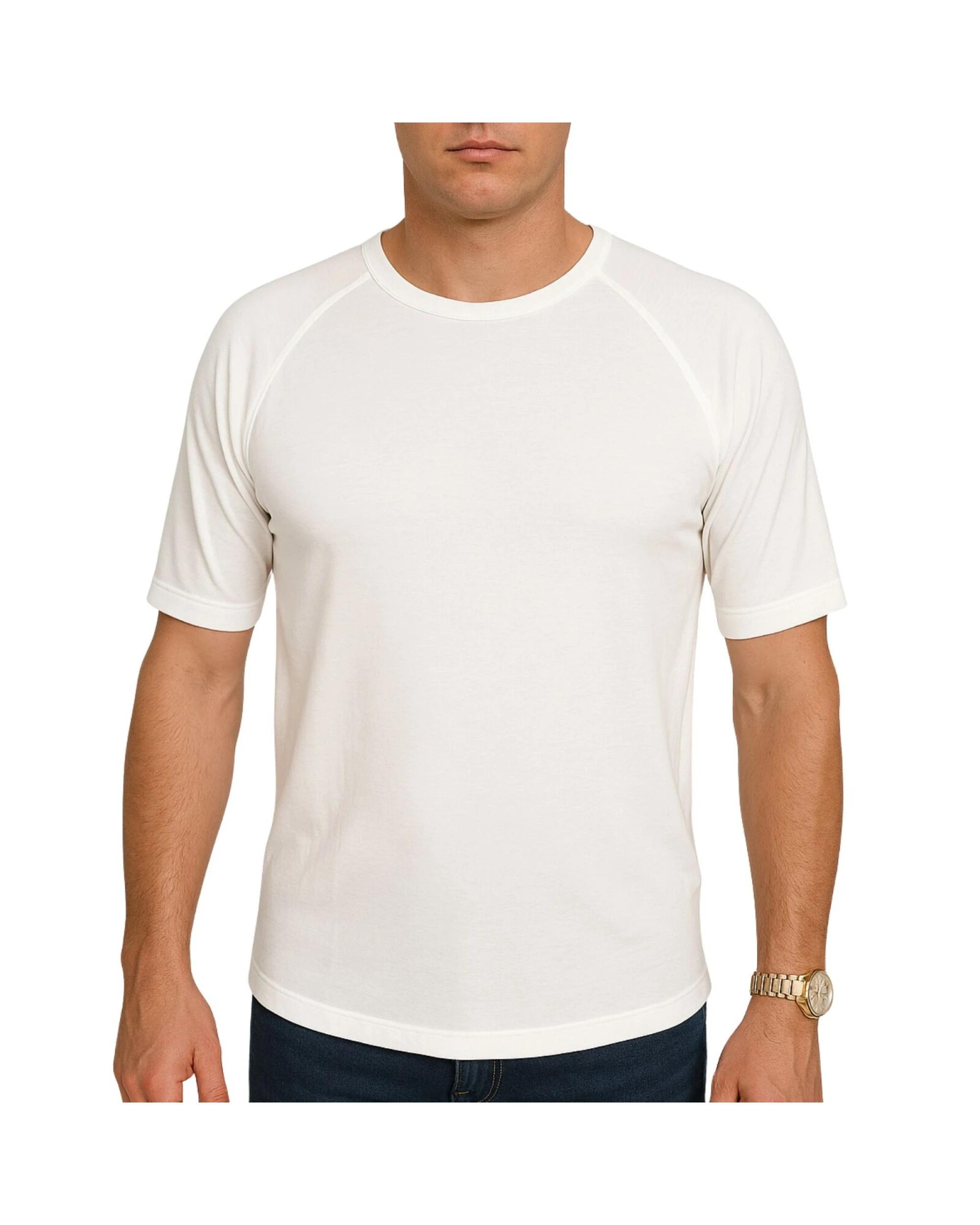 BR Home Mens Merino Wool Blend Short Sleeve Thermal Top in Natural L ...