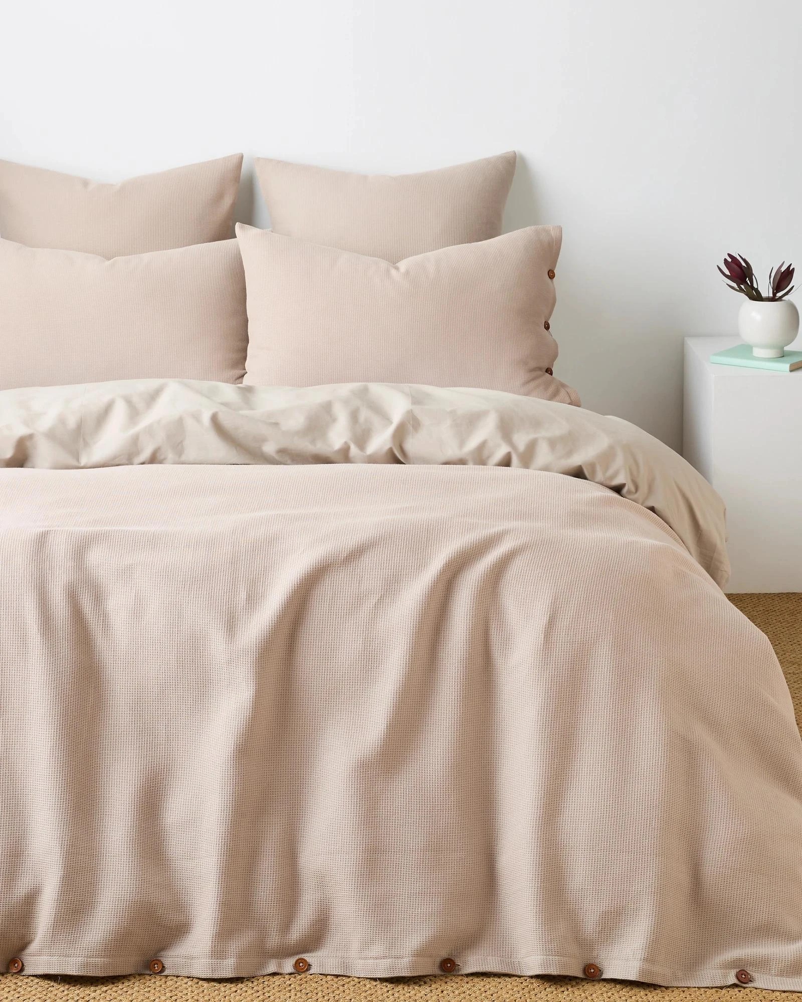 1 Target Nico Mini Waffle Australian Cotton Quilt Cover Set - Queen Bed - Natural, 1 of 3