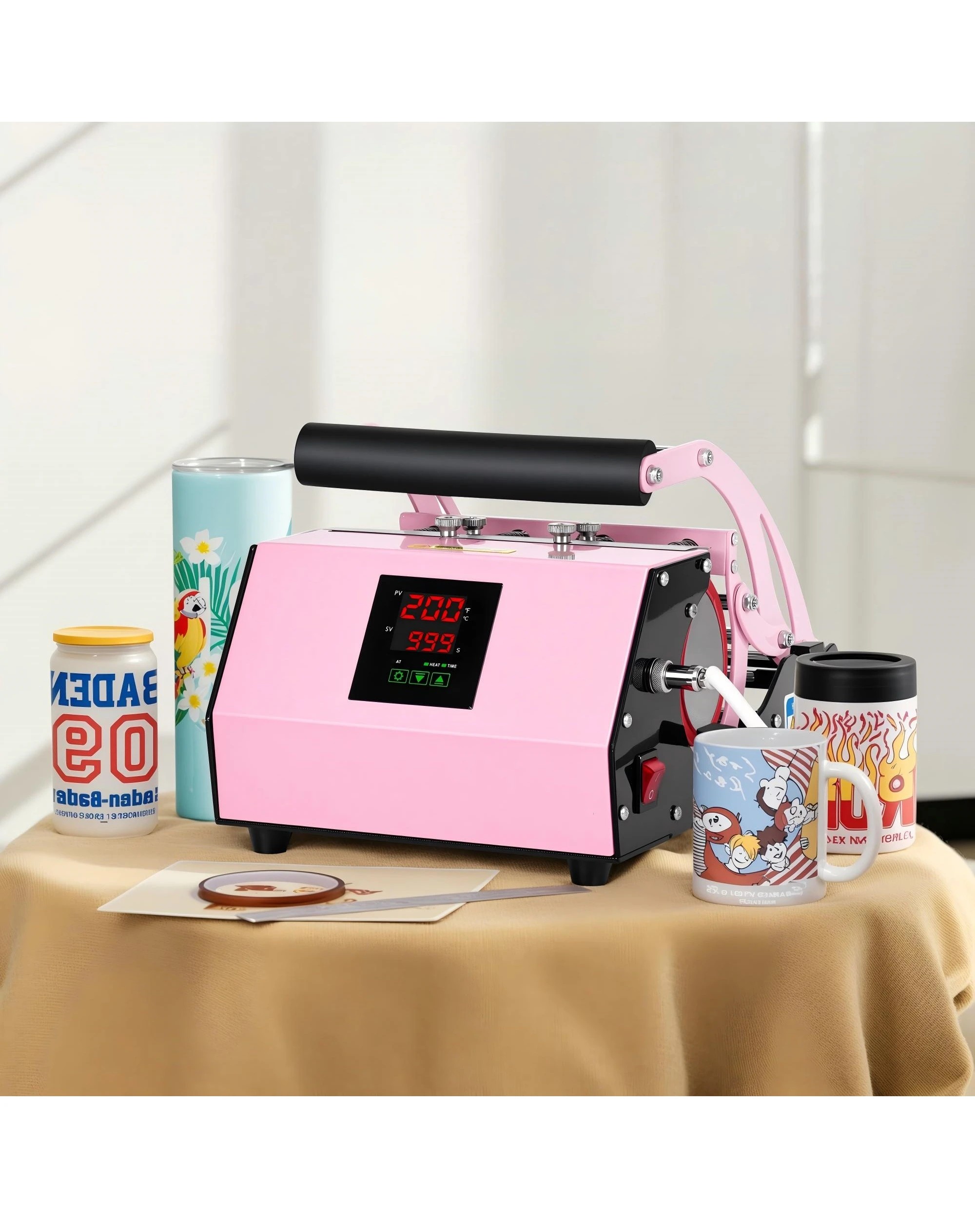 6 Advwin Heat Press for Mug 11-30 oz - Pink, 6 of 8