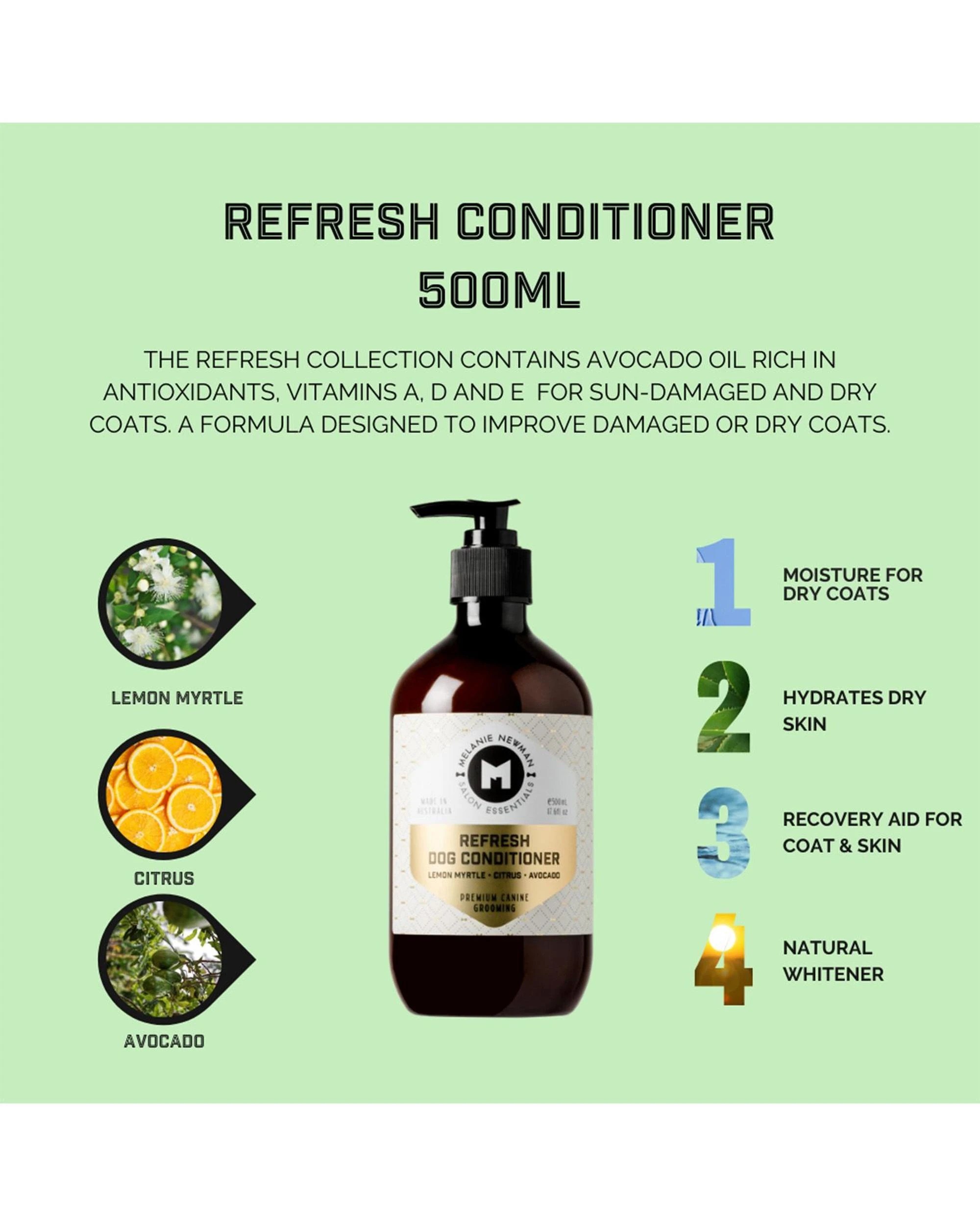 3 Melanie Newman Refresh Dog Conditioner Lemon Mytle Citrus & Avocado 500ml, 3 of 8