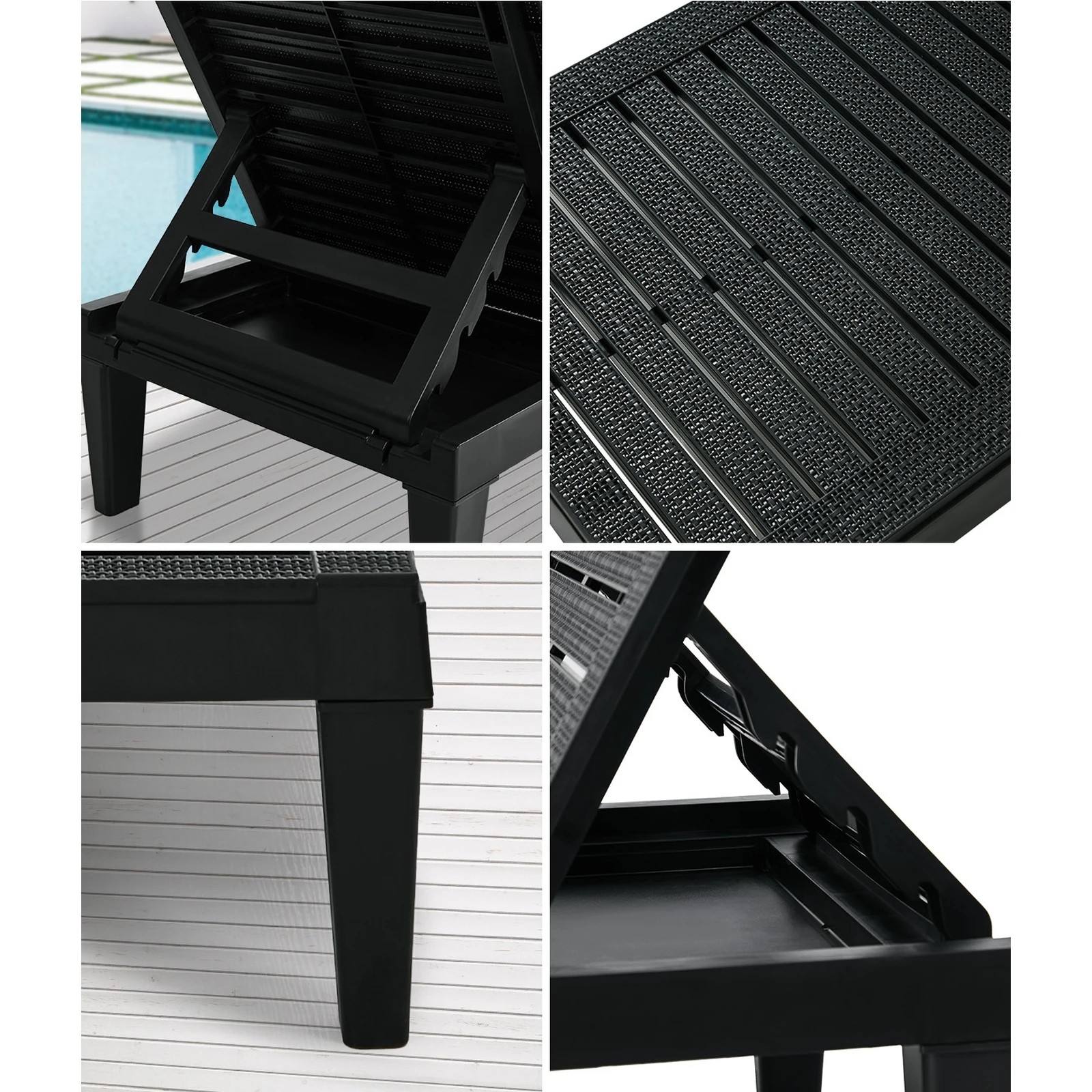 5 Livsip Sun Lounge Adjustable Outdoor Lounger Beach Chair Patio Furniture - Black, 5 of 8