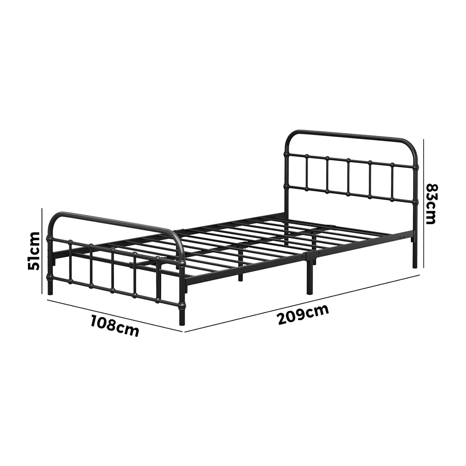 9 Oikiture Metal Bed Frame King Single Size Bed Base Platform
 - Black, 9 of 9