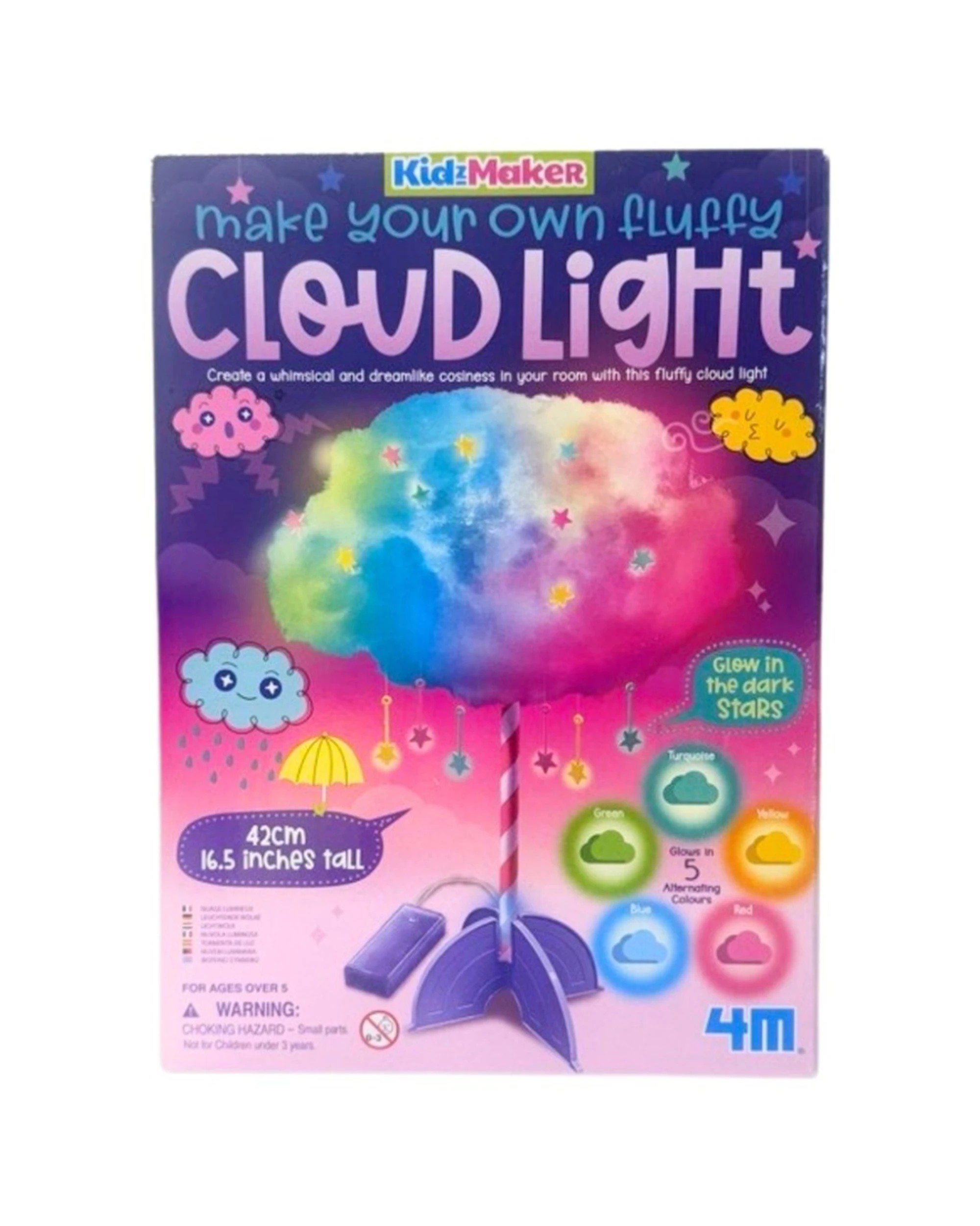 1 4M KidzMaker Make Your Own Fluffy LED Cloud Light Kids DIY Craft Kit 42cm - Multi, 1 of 2