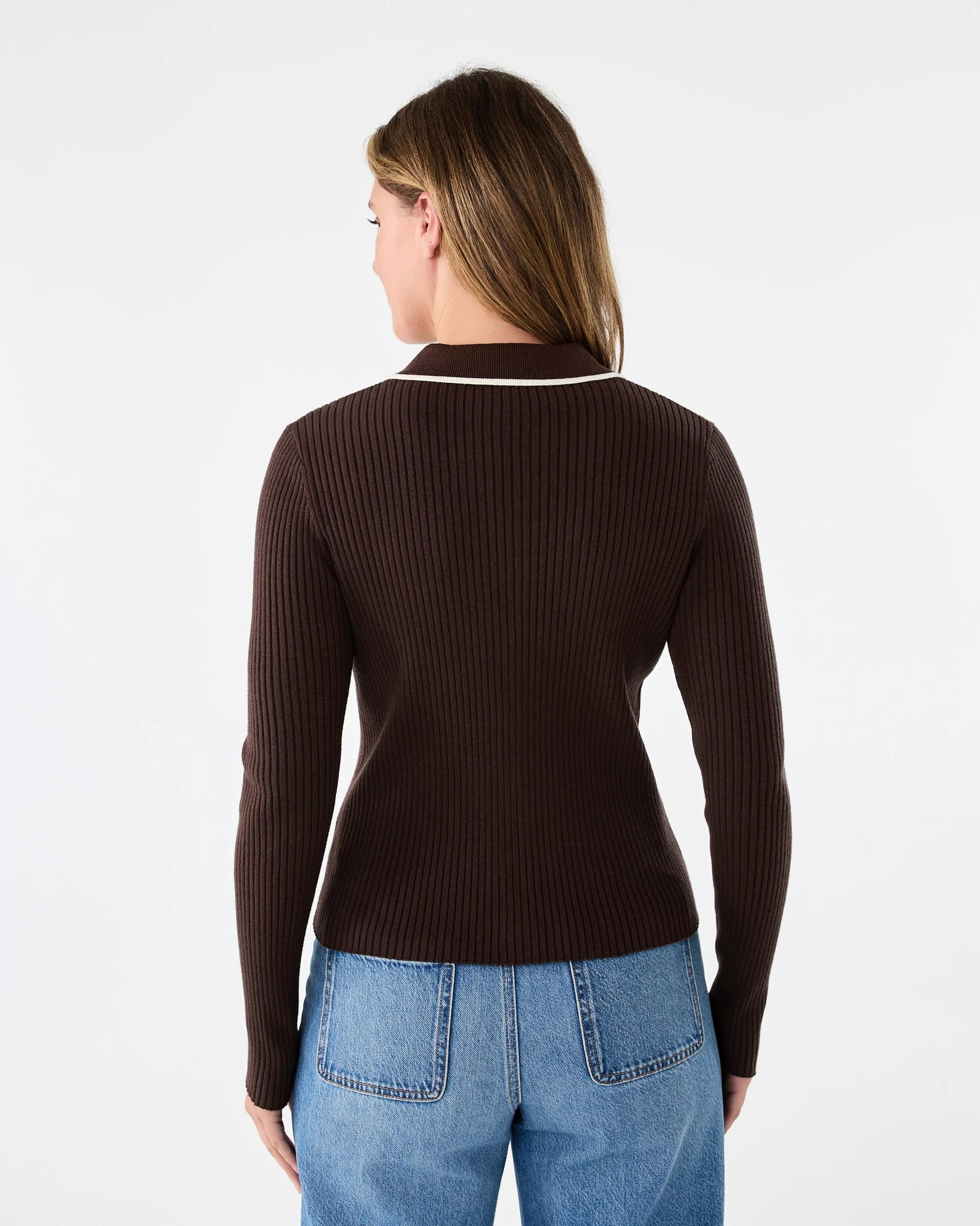 3 Long Sleeve Tipped Polo Top Melt Brown, 3 of 7