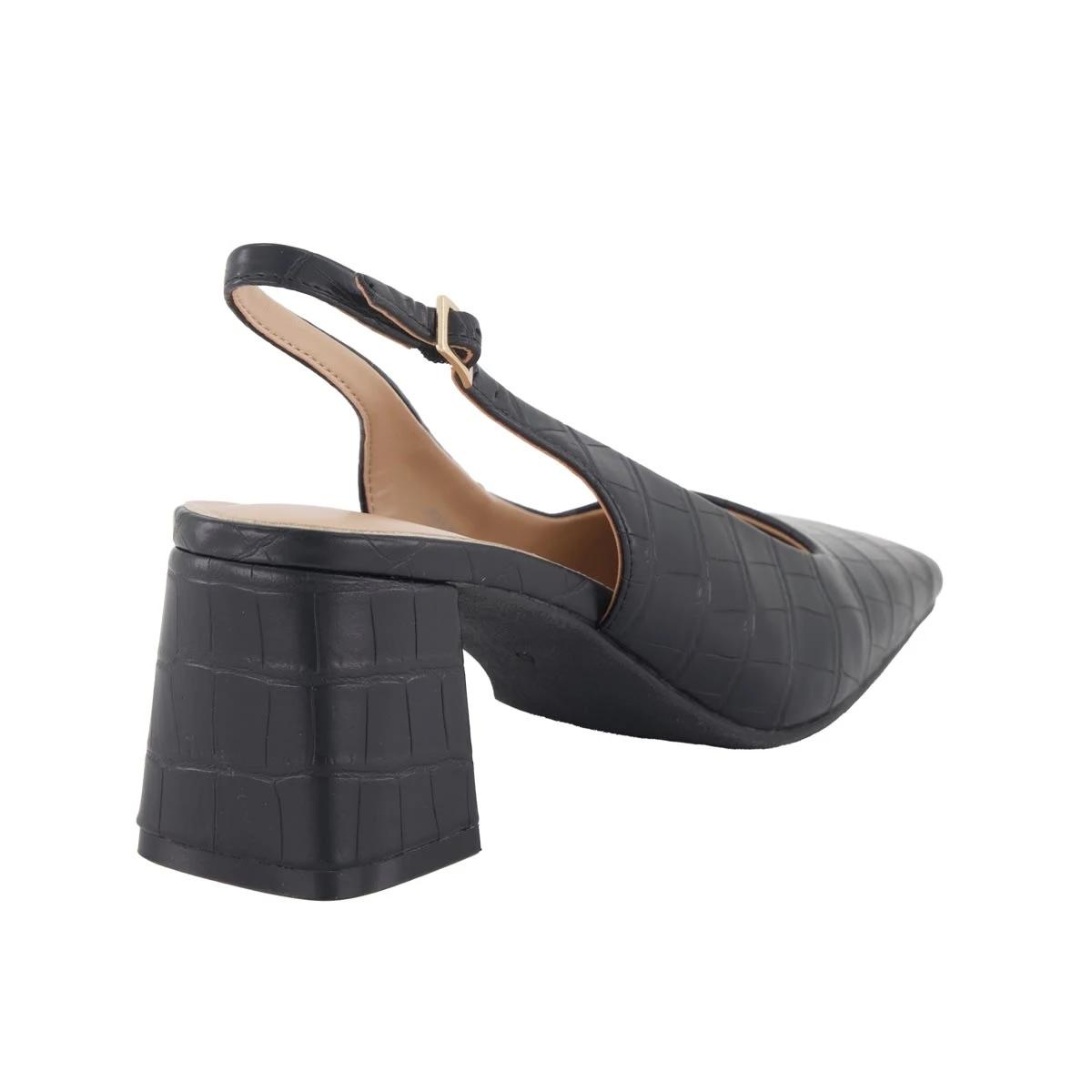 4 Slingback Square Toe Heels CROC BLACK, 4 of 5
