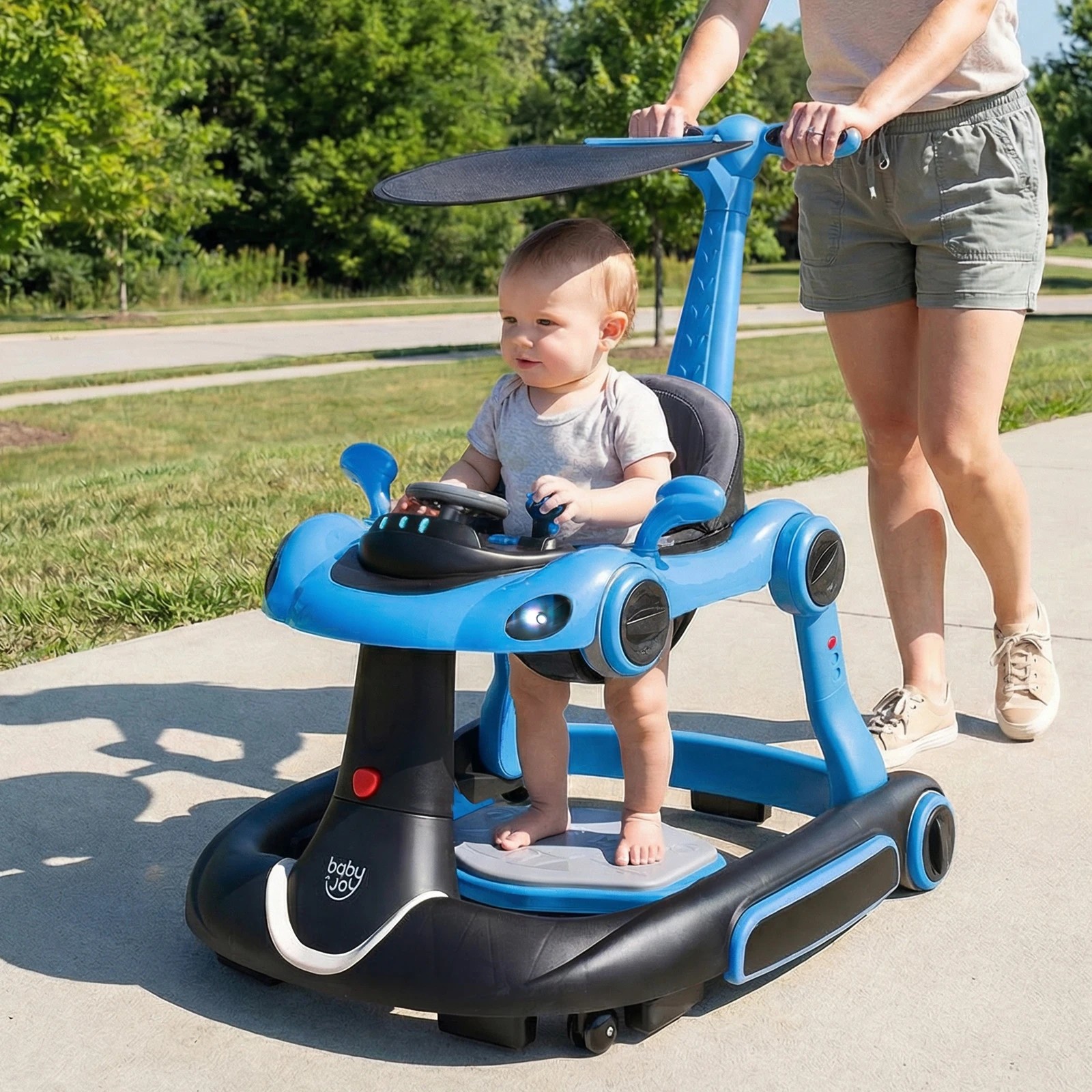 3 Costway 7-in-1 Baby Walker Portable Push Car - Blue, 3 of 3