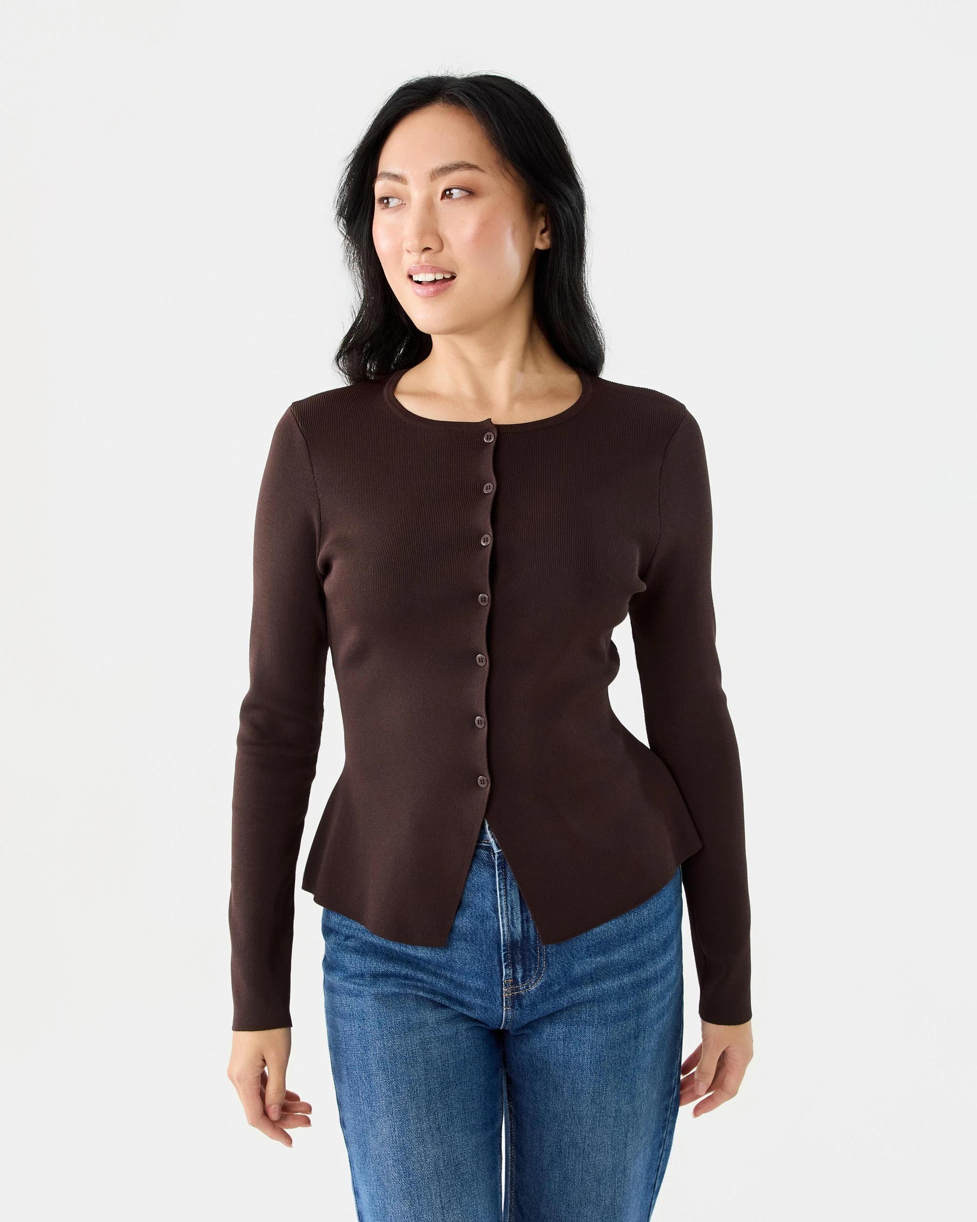 1 Long Sleeve Cinched Top Melt Brown, 1 of 7