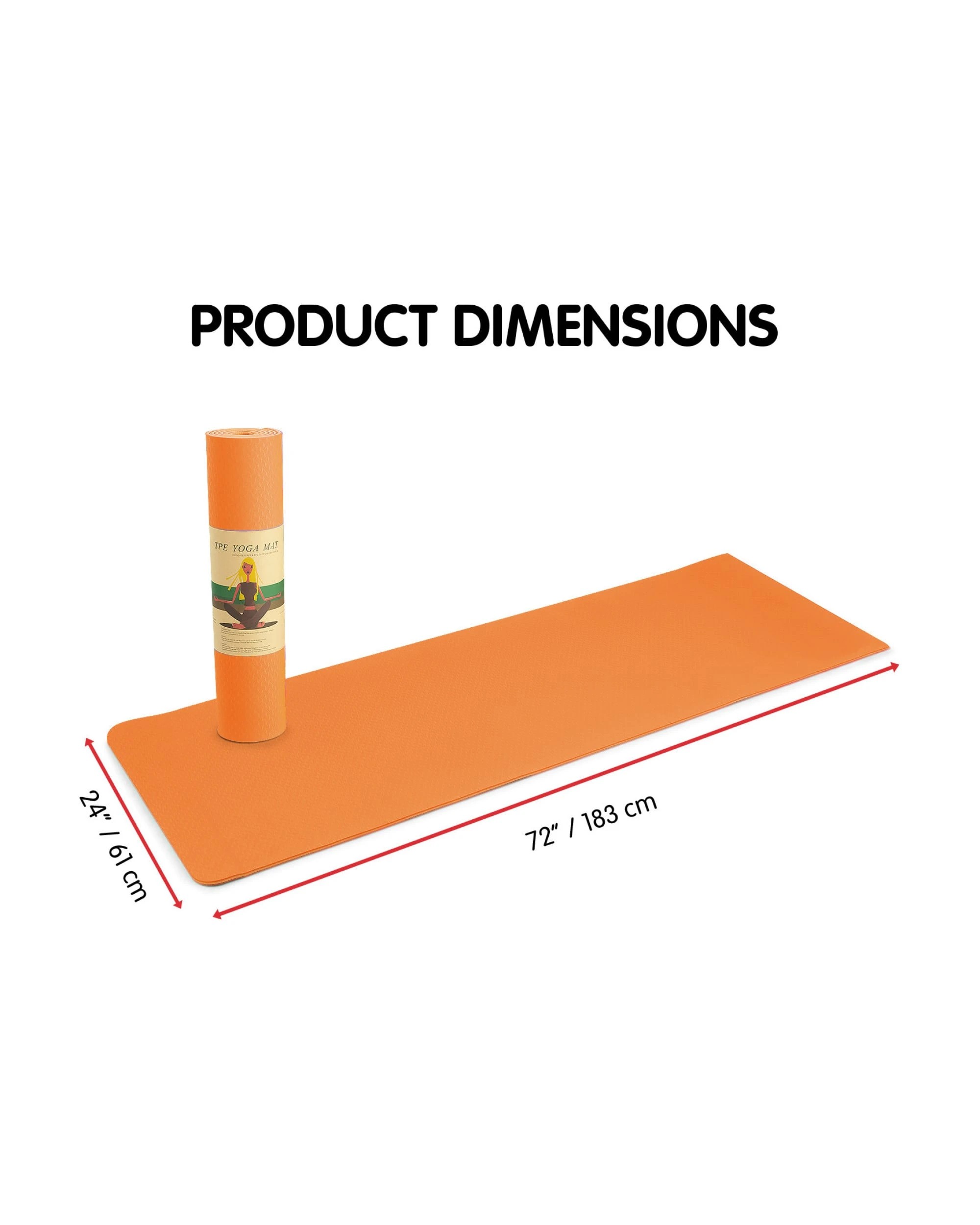 3 Powertrain 8mm Thick Yoga Exercise Mat Home Gym Pilates Fitness Dual Layer TPE - Orange, 3 of 5