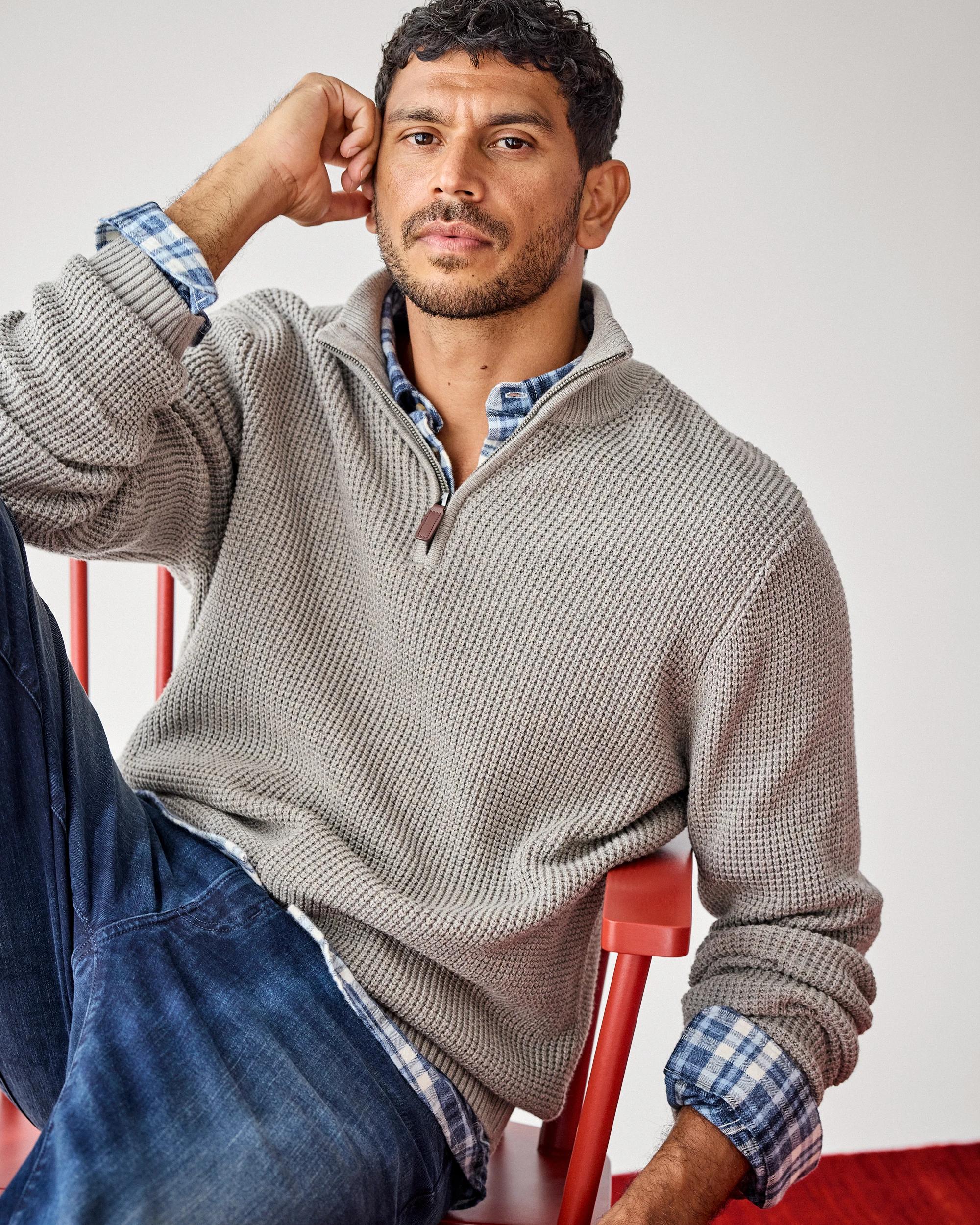 7 Target Man Australian Cotton 1/2 Zip Knit Sweater ROCK, 7 of 8