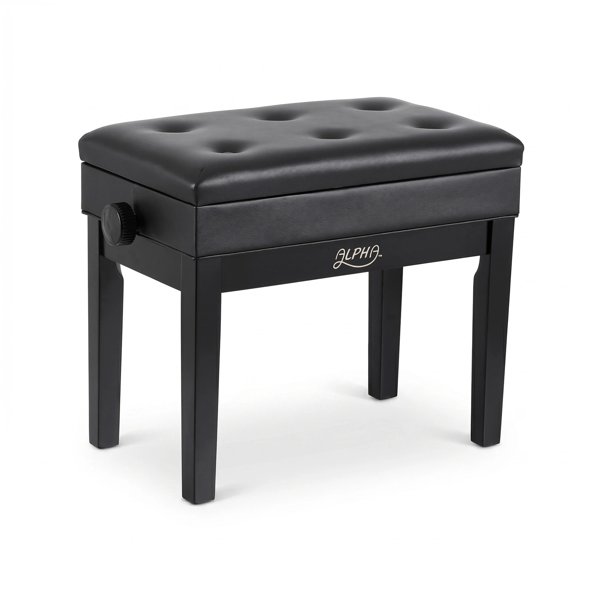 1 Alpha Adjustable Piano Bench Wooden Keyboard Seat Padded Music Chair - Black, 1 of 7