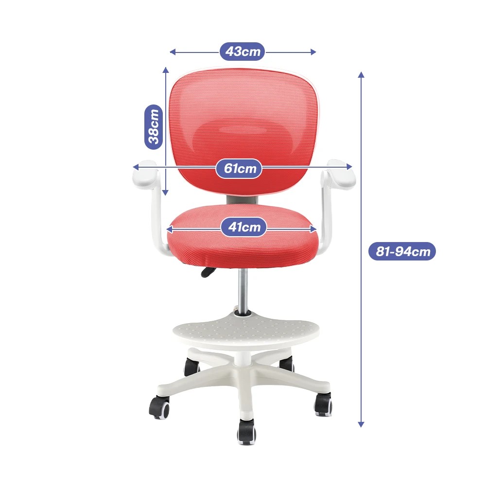 2 PlayPals Kids Desk Chair Adjustable Student Office Seat with Footrest - Red, 2 of 3