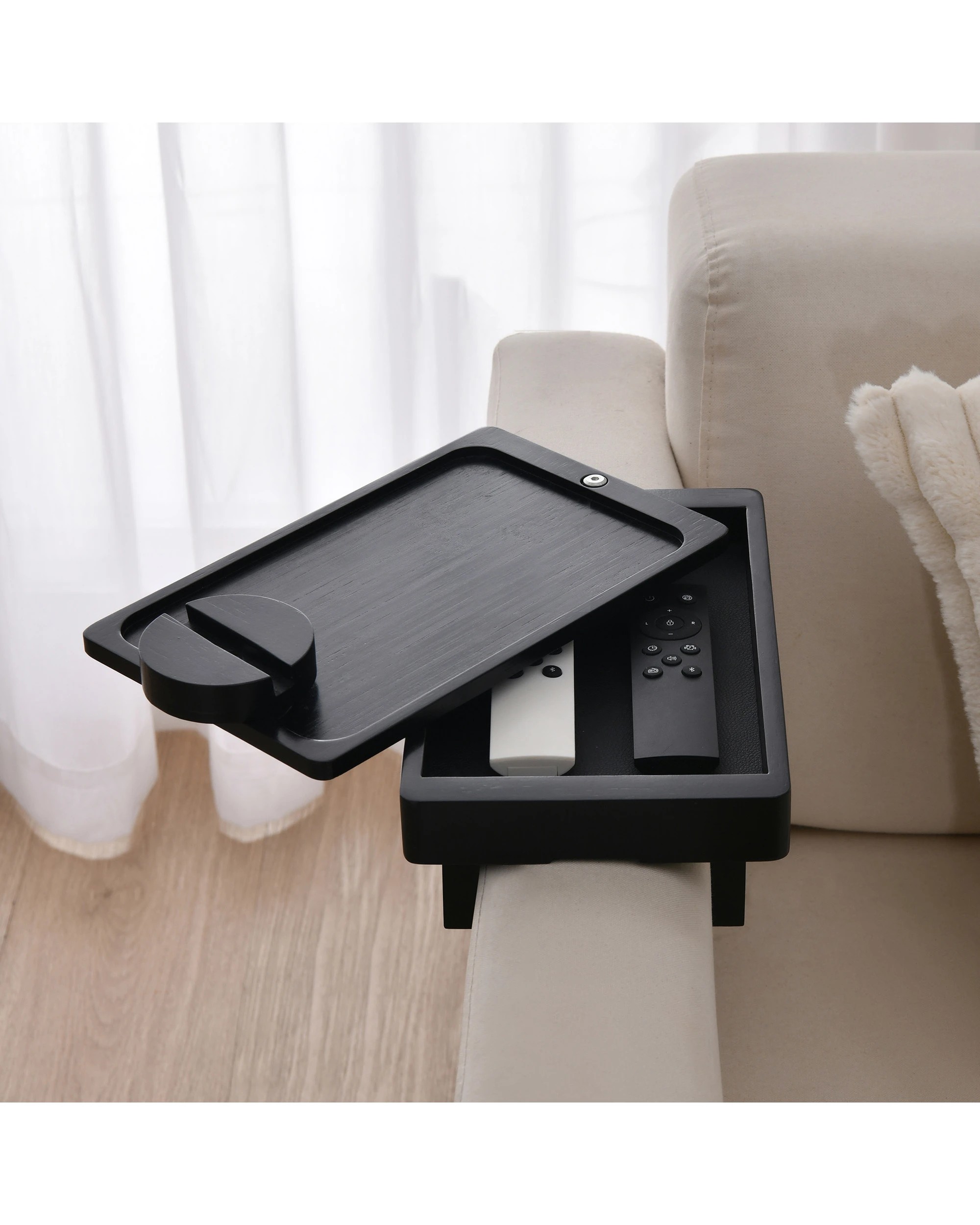 3 Sherwood Japandi Armrest Sofa Tray Table - Black, 3 of 10