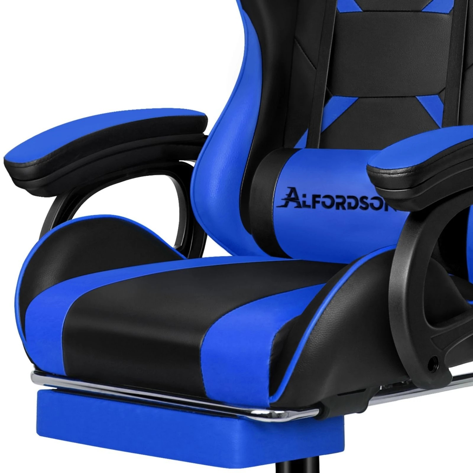 10 Alfordson Gaming Office Chair Massage Racing Computer Seat Footrest Leather - Blue, 10 of 10