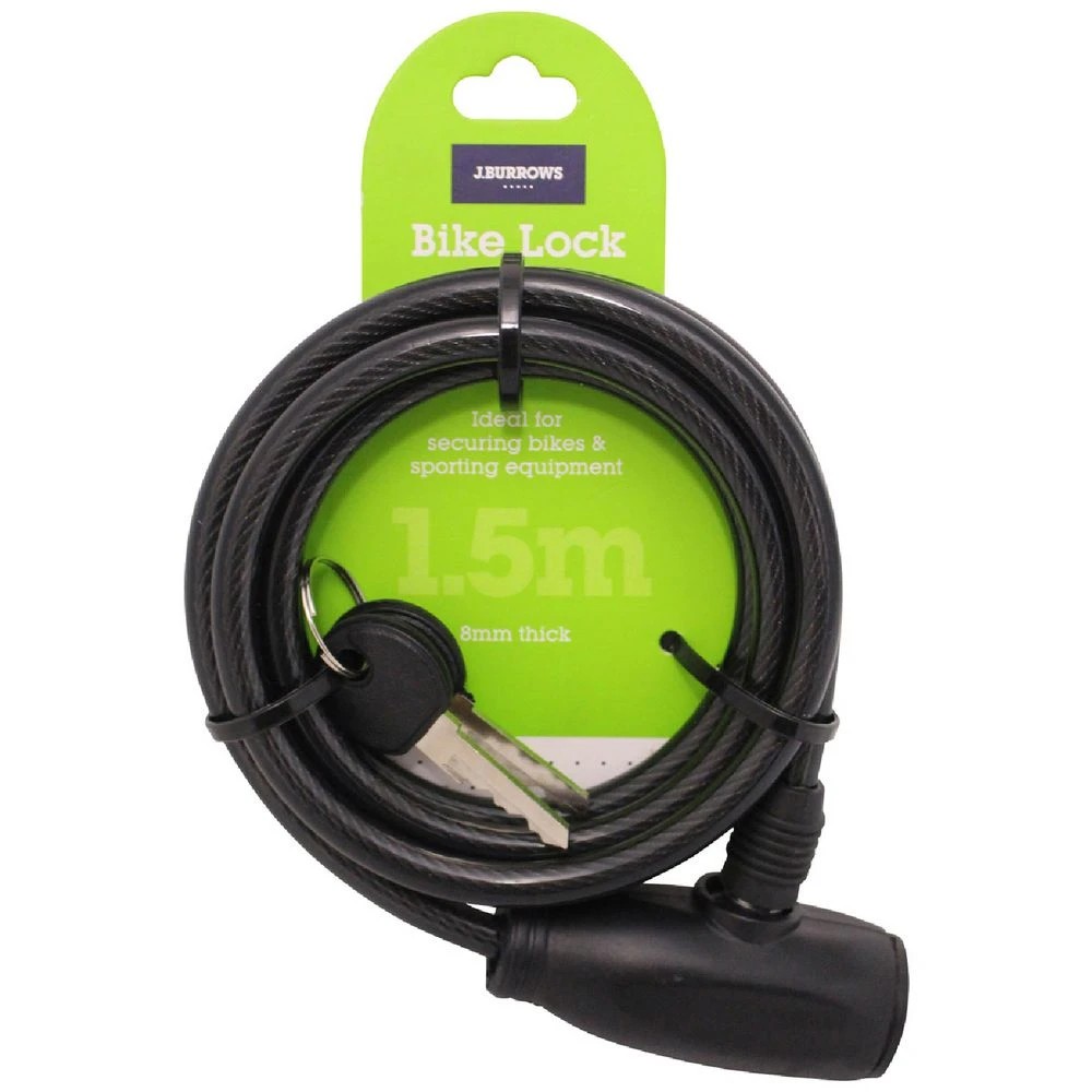 1 J.Burrows Key Bike Lock Cable 1.5m x 8mm, 1 of 2