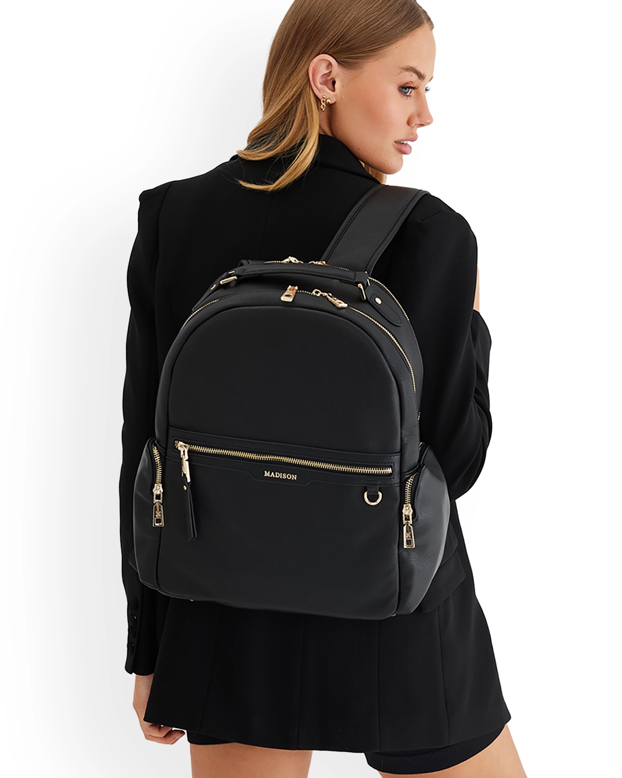 2 Madison Accessories Tonya Baby Backpack with Change Mat - Black, 2 of 9