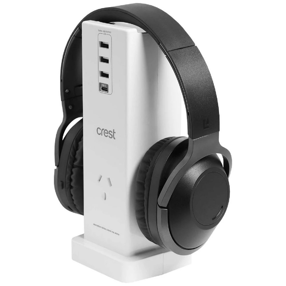 1 Crest 4-Port USB/Outlet Charging Station + Headphone Stand, 1 of 6