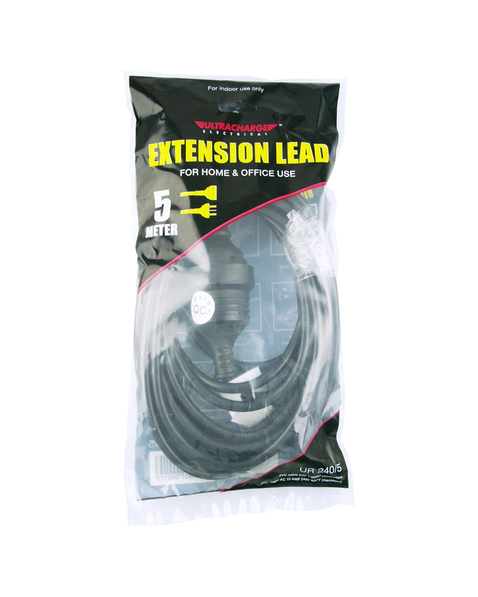 1 Ultracharge Extension Lead 5M Standard Duty Indoor Outdoor - Black, 1 of 1