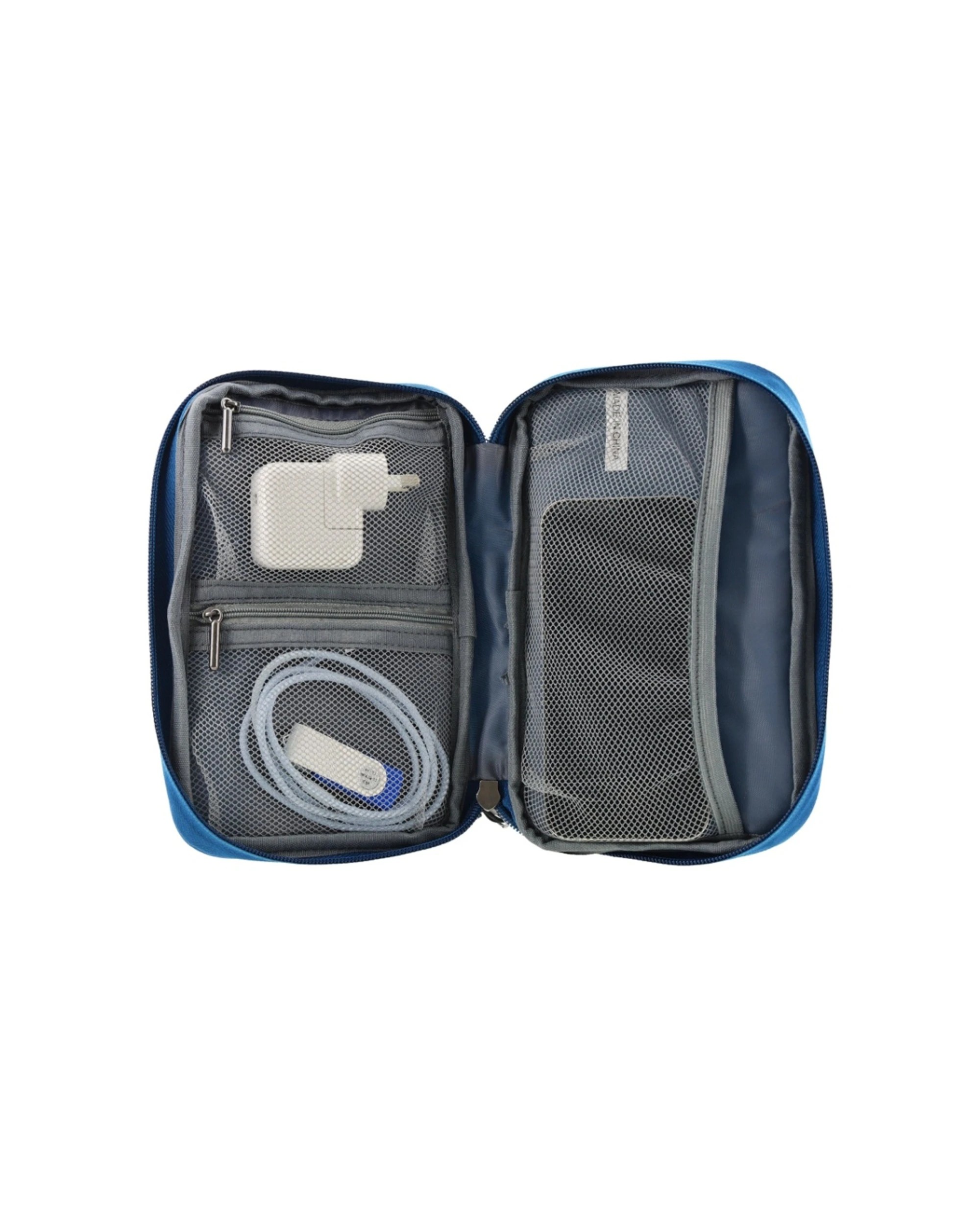 4 Milleni Multiple Compartment Secure Travel Tech Accessory Organizer 21cm Teal - Blue, 4 of 5