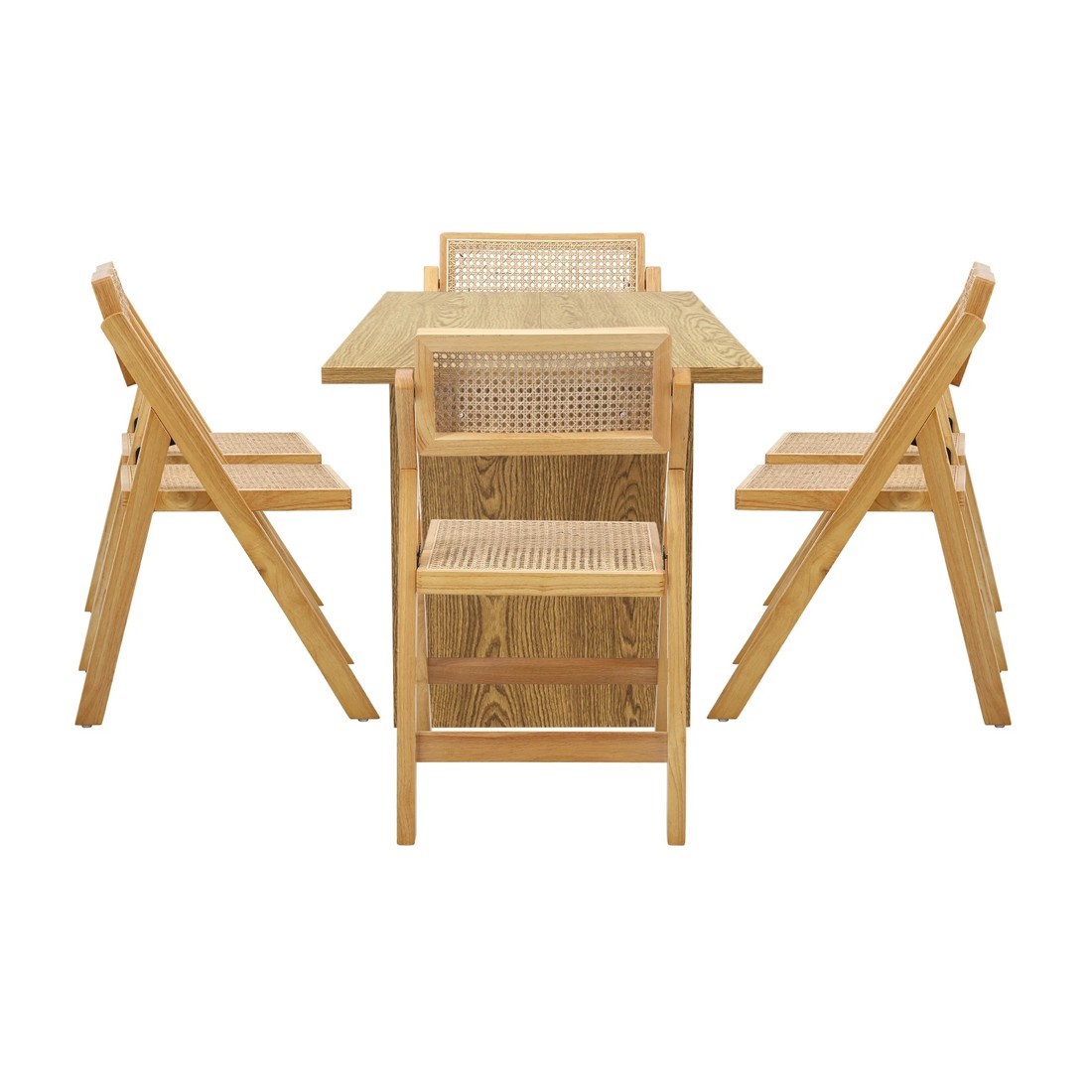 8 Oikiture 180cm Rectangular Dining Table With 6pcs Dining Chairs Foldable
 - Natural, 8 of 10