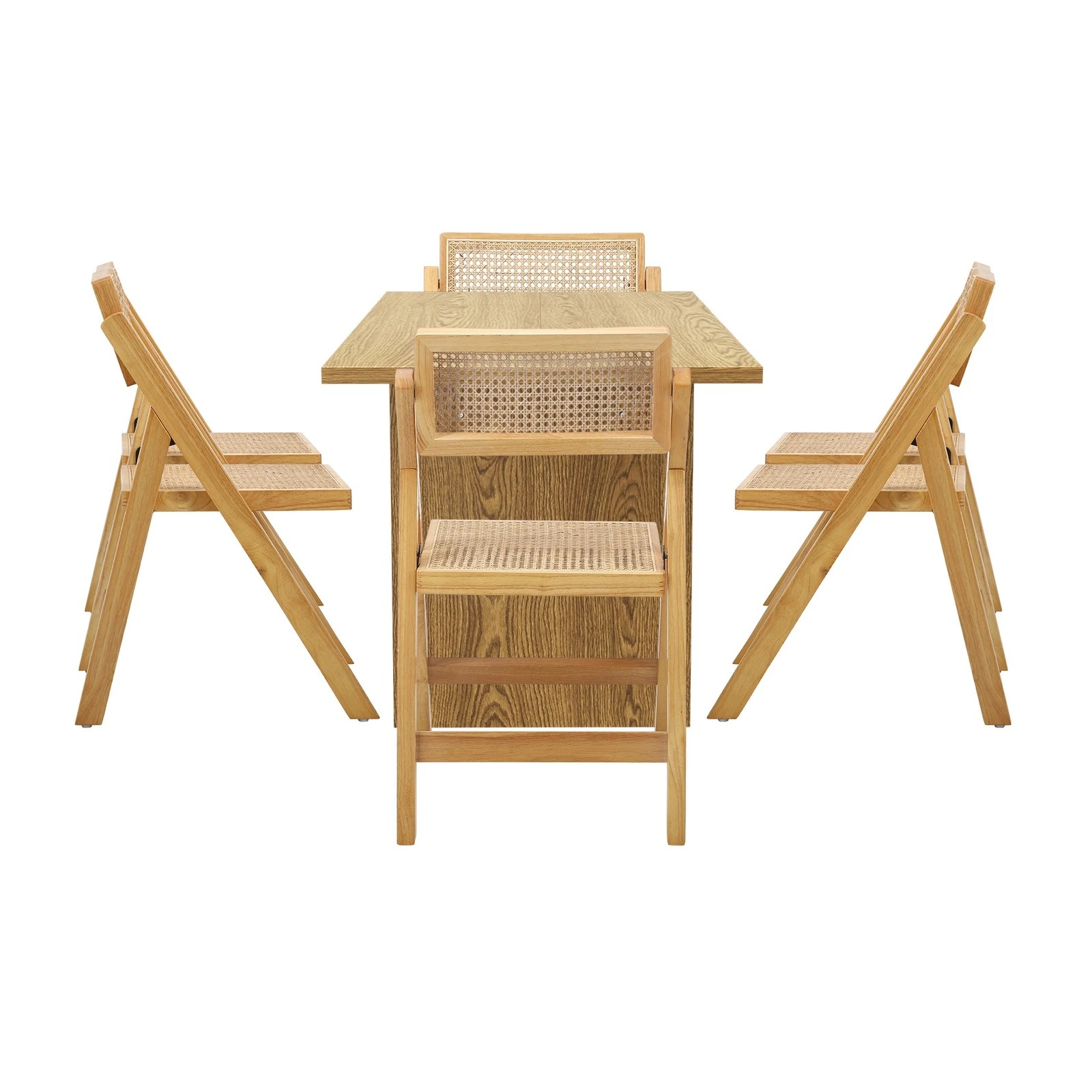 8 Oikiture 180cm Rectangular Dining Table With 6pcs Dining Chairs Foldable
 - Natural, 8 of 10