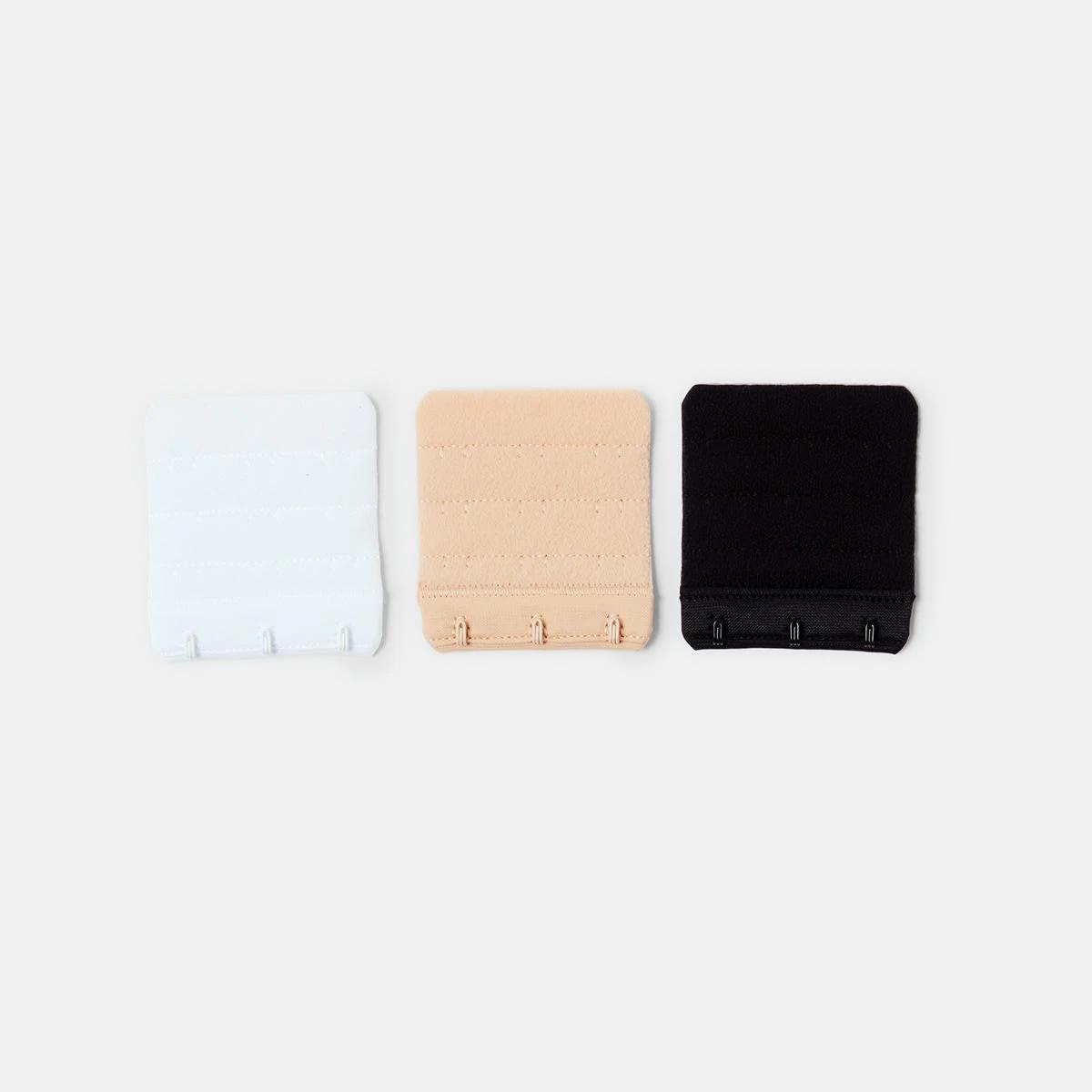 2 3 Pack 3-Hook Bra Extender BLACK, BEIGE, WHITE, 2 of 4