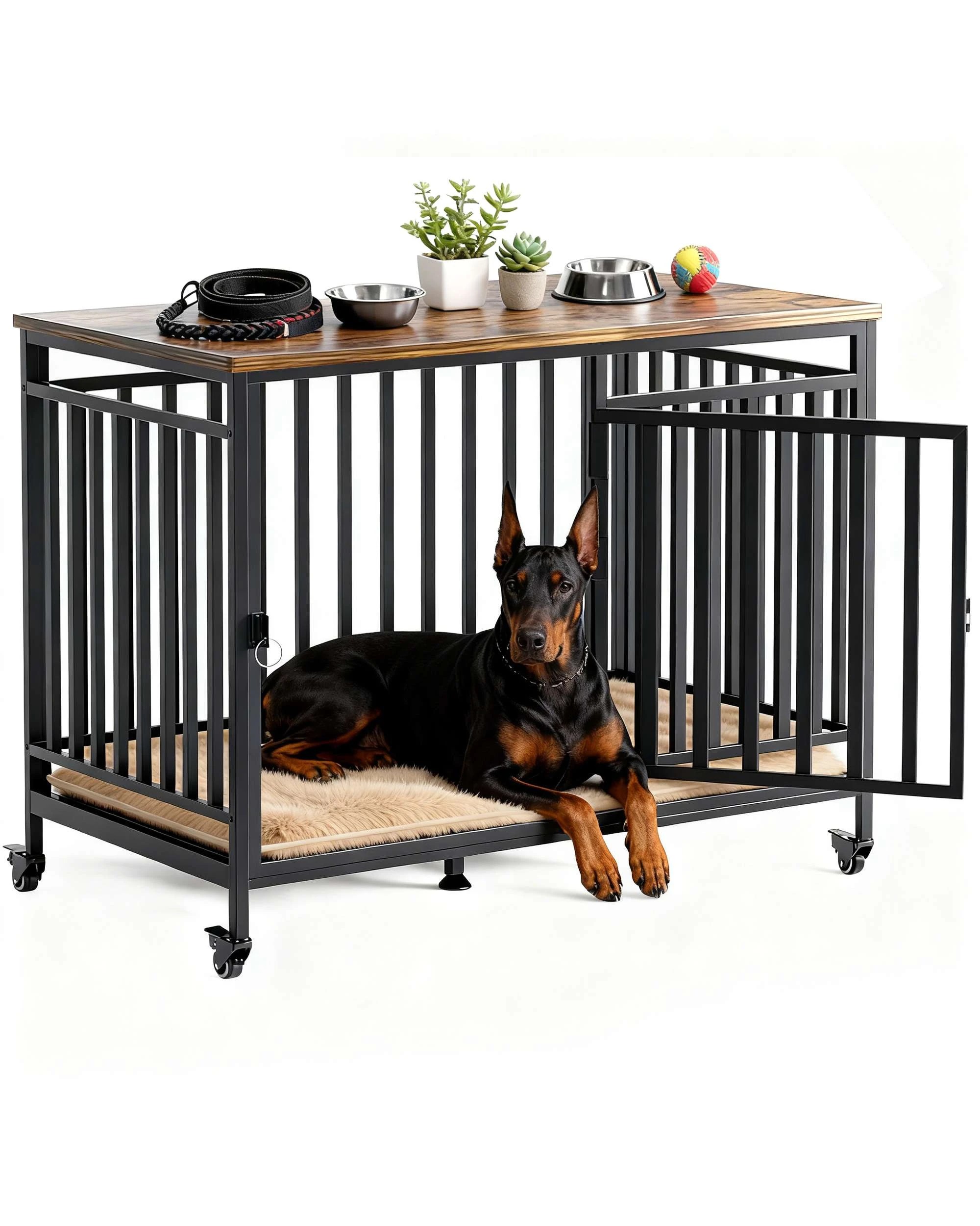5 Advwin 2PCS Dog Crate Furniture Heavy Duty Dog Cage Sturdy Dog Kennel TV Stand End Table, 5 of 9