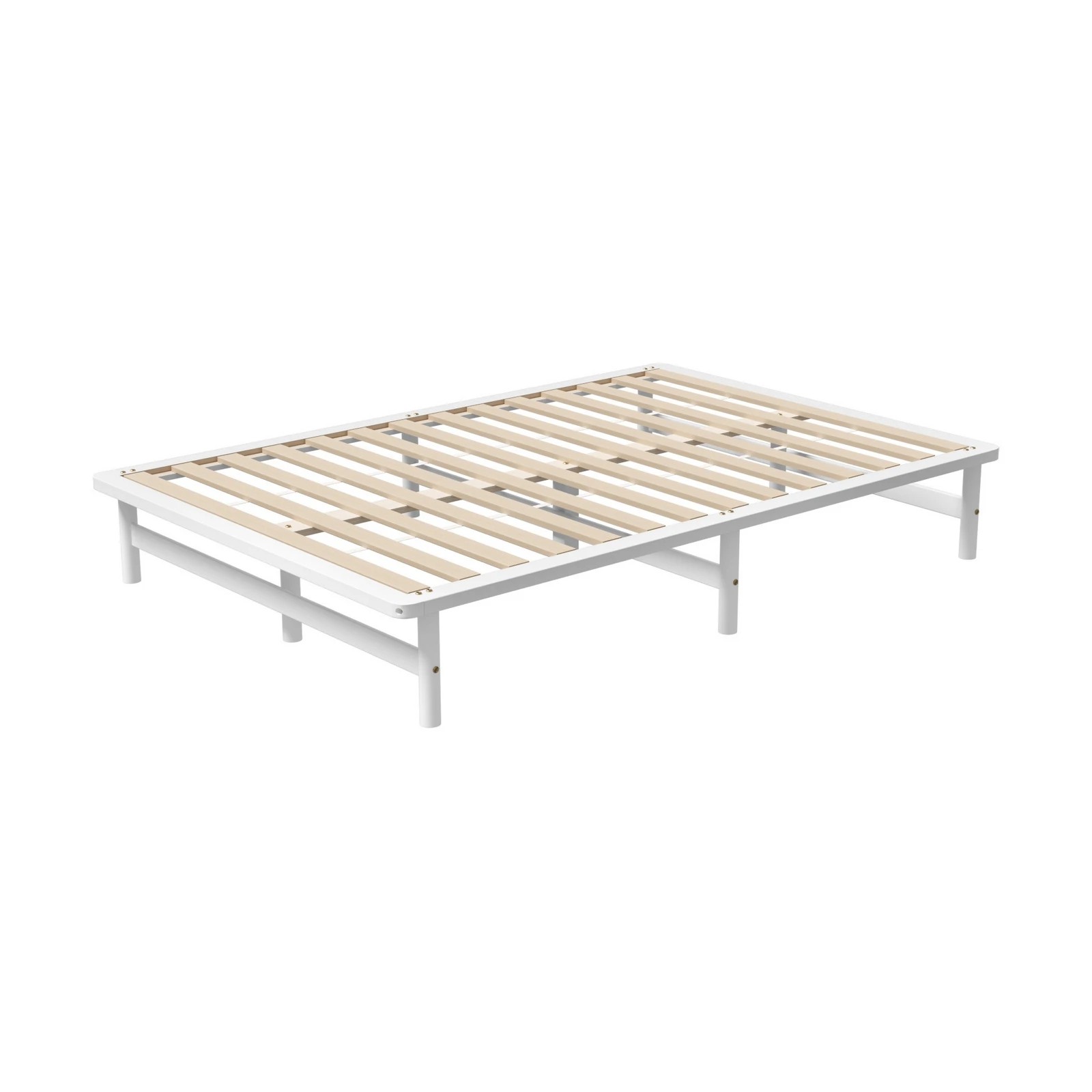 3 Oikiture Double Wooden Bed Frame Base Platform Solid Pine Timber Beds
 - White, 3 of 10