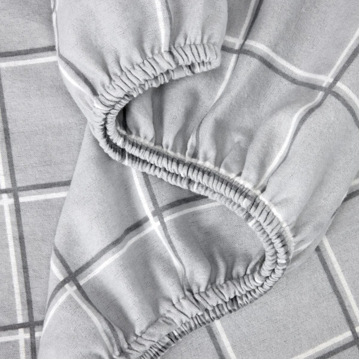 3 Check Flannelette Cotton Sheet Set - Double Bed, Grey, 3 of 7