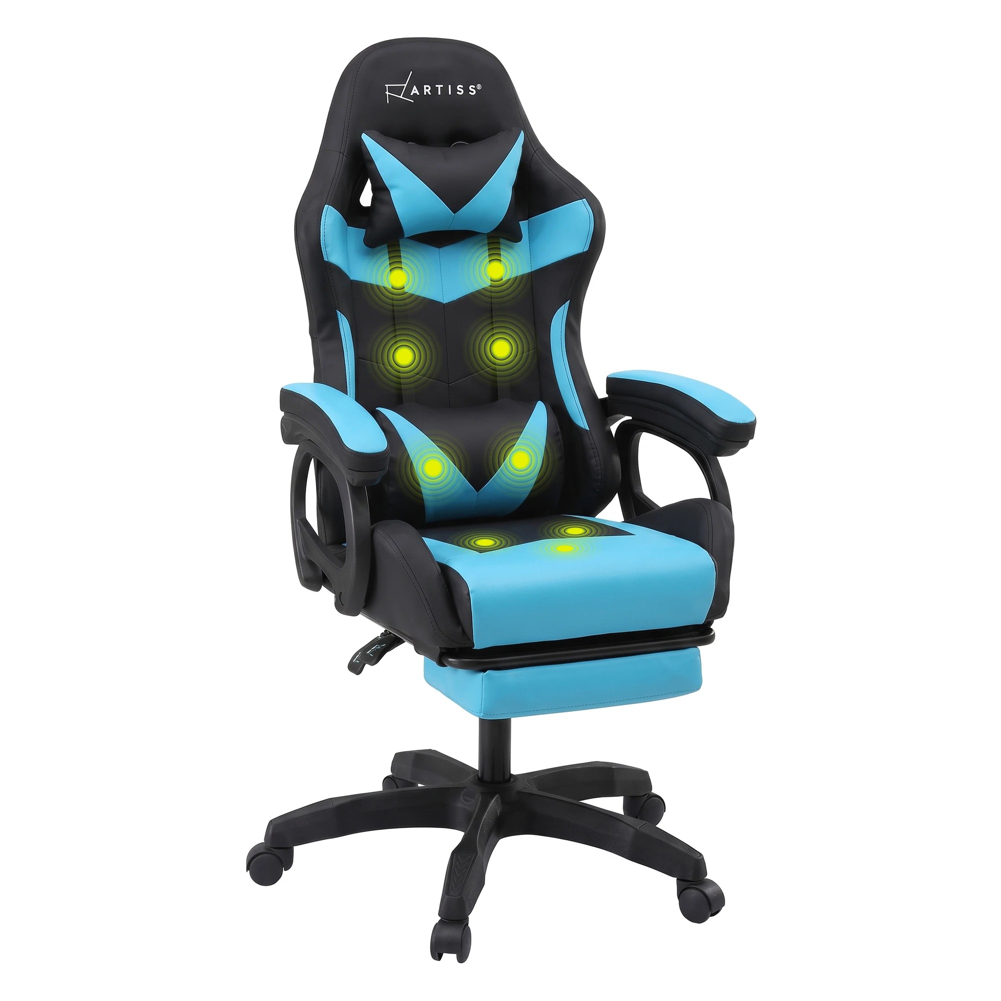 1 Artiss Gaming Office Chair with 8 Point Message Reline Ergonomic- Black, 1 of 7
