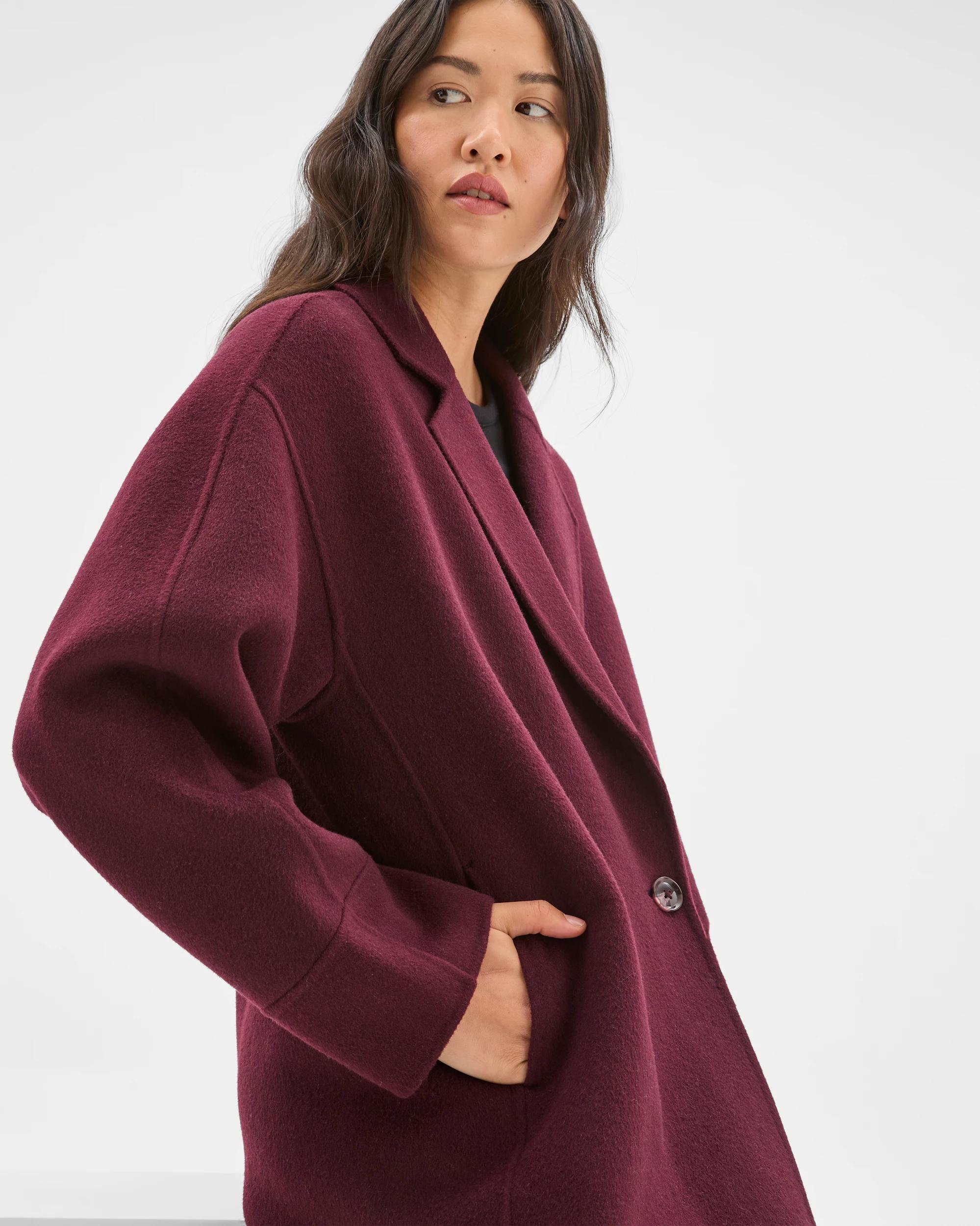 2 Preview Wool Blend Double Breasted Cocoon Coat PINOT, 2 of 7