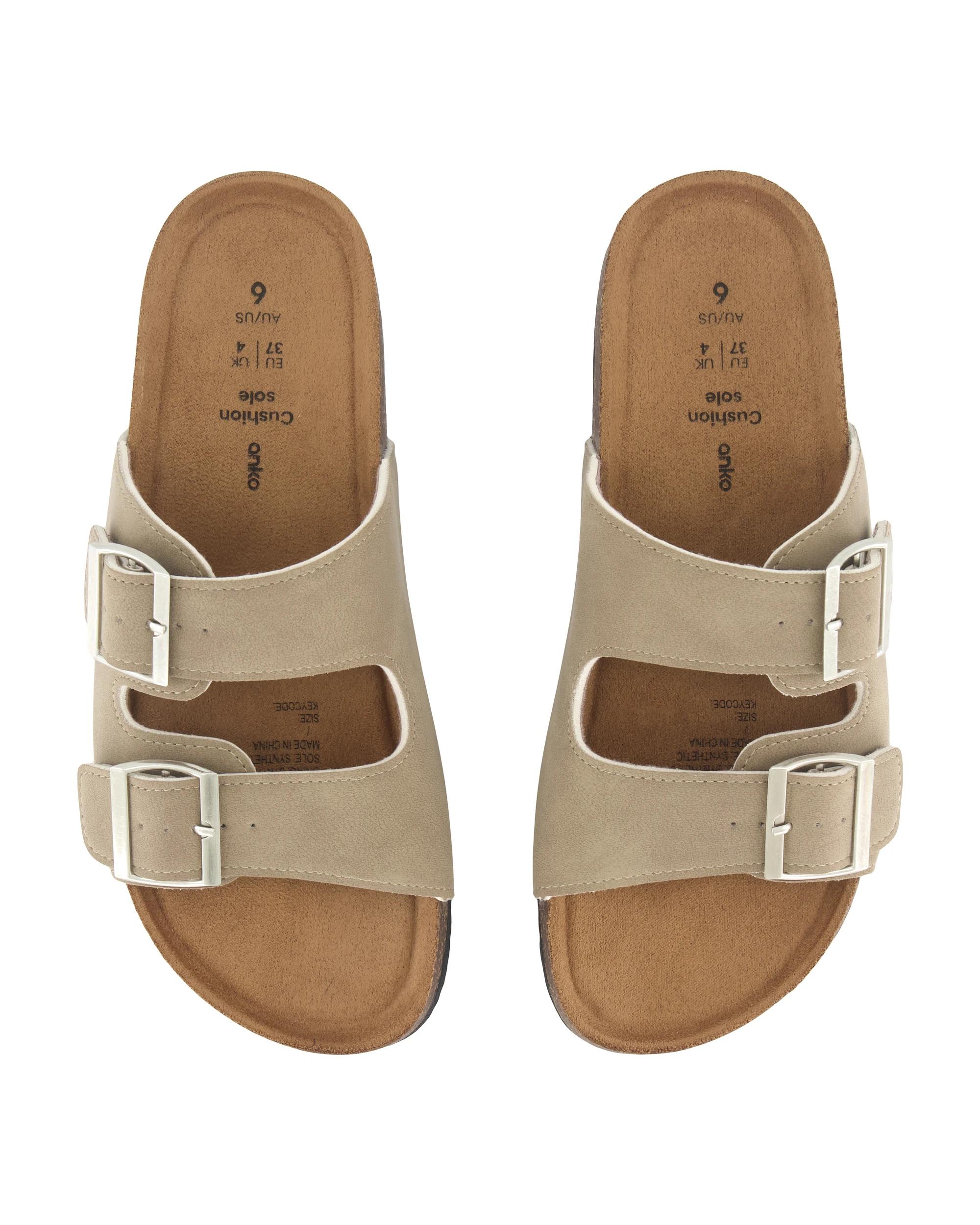 3 Double Buckle Footbed Slides Oat Beige, 3 of 3