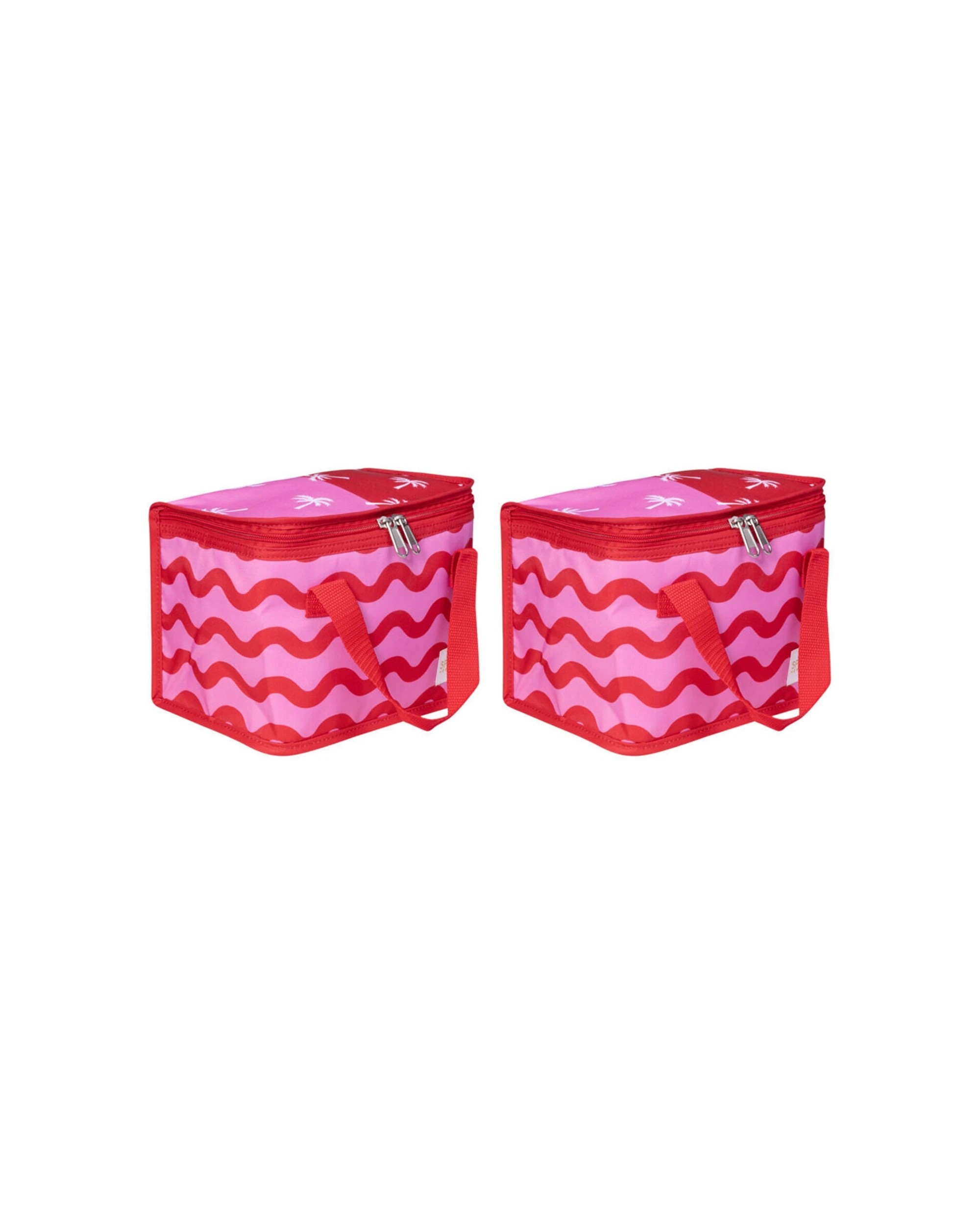 1 Splosh 2PK Summer Waves Insulated Soft Lunch Bag Food & Drink Storage 24x17cm - Pink, 1 of 6