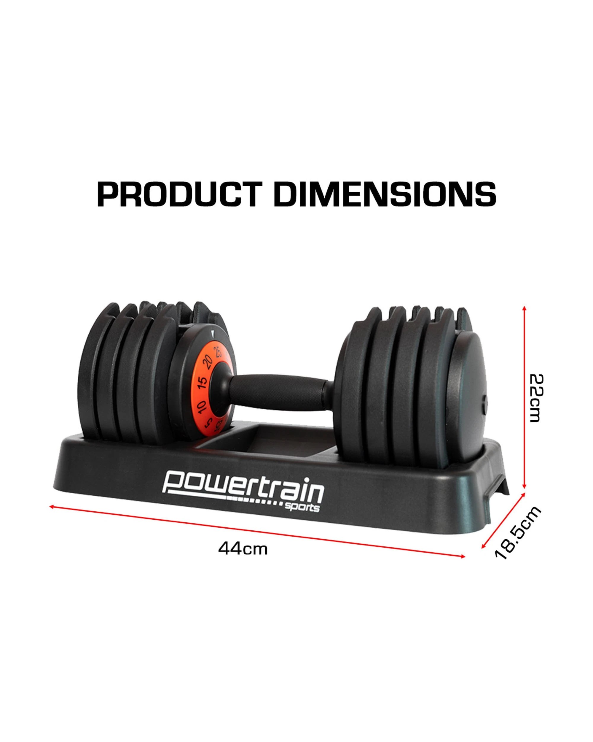 2 Powertrain GEN2 Pro Adjustable Dumbbell Weights - 25kg, 2 of 8