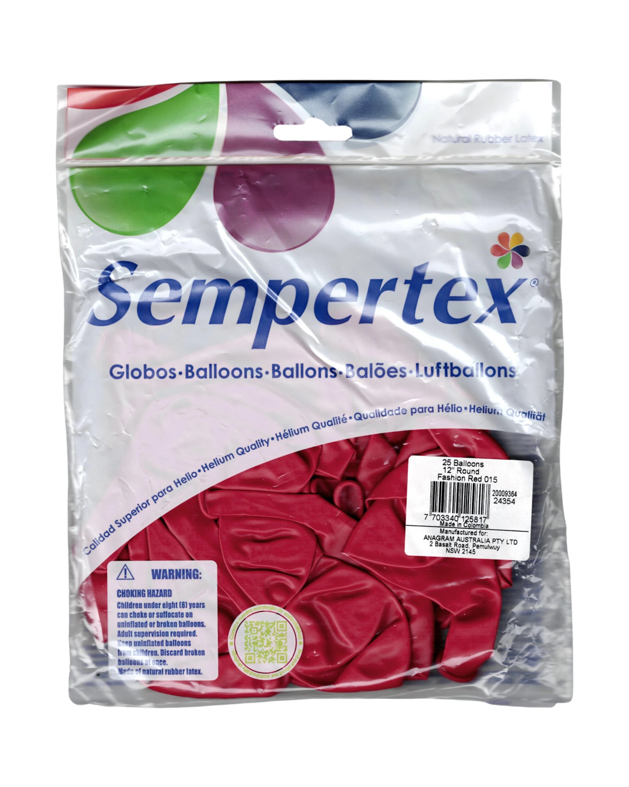 2 Sempertex Fashion Latex 30cm Balloons Pack of 25 - Red, 2 of 3