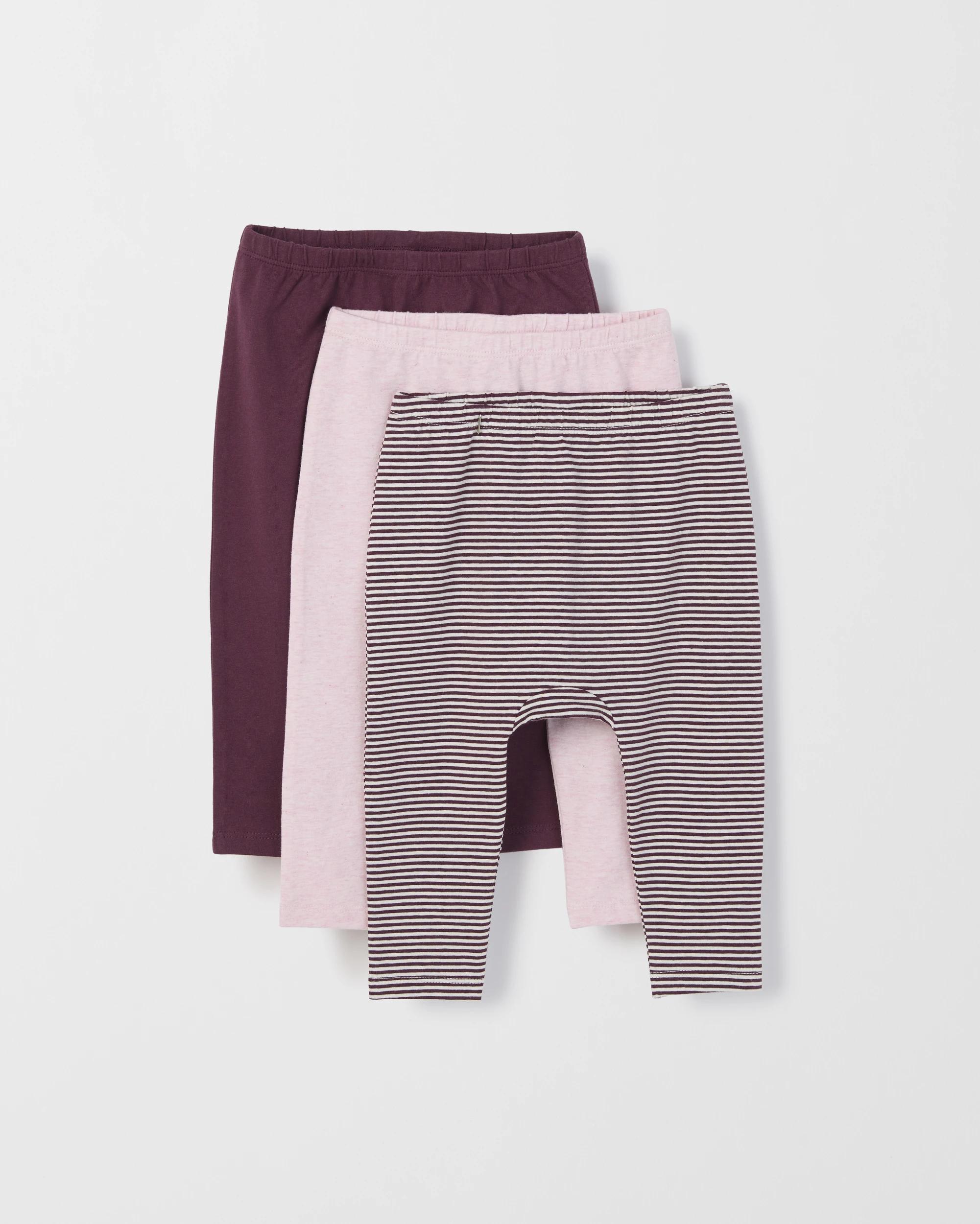 1 Target Baby Baby Organic Cotton 3 Pack Leggings STRIPE PURPLE, 1 of 5