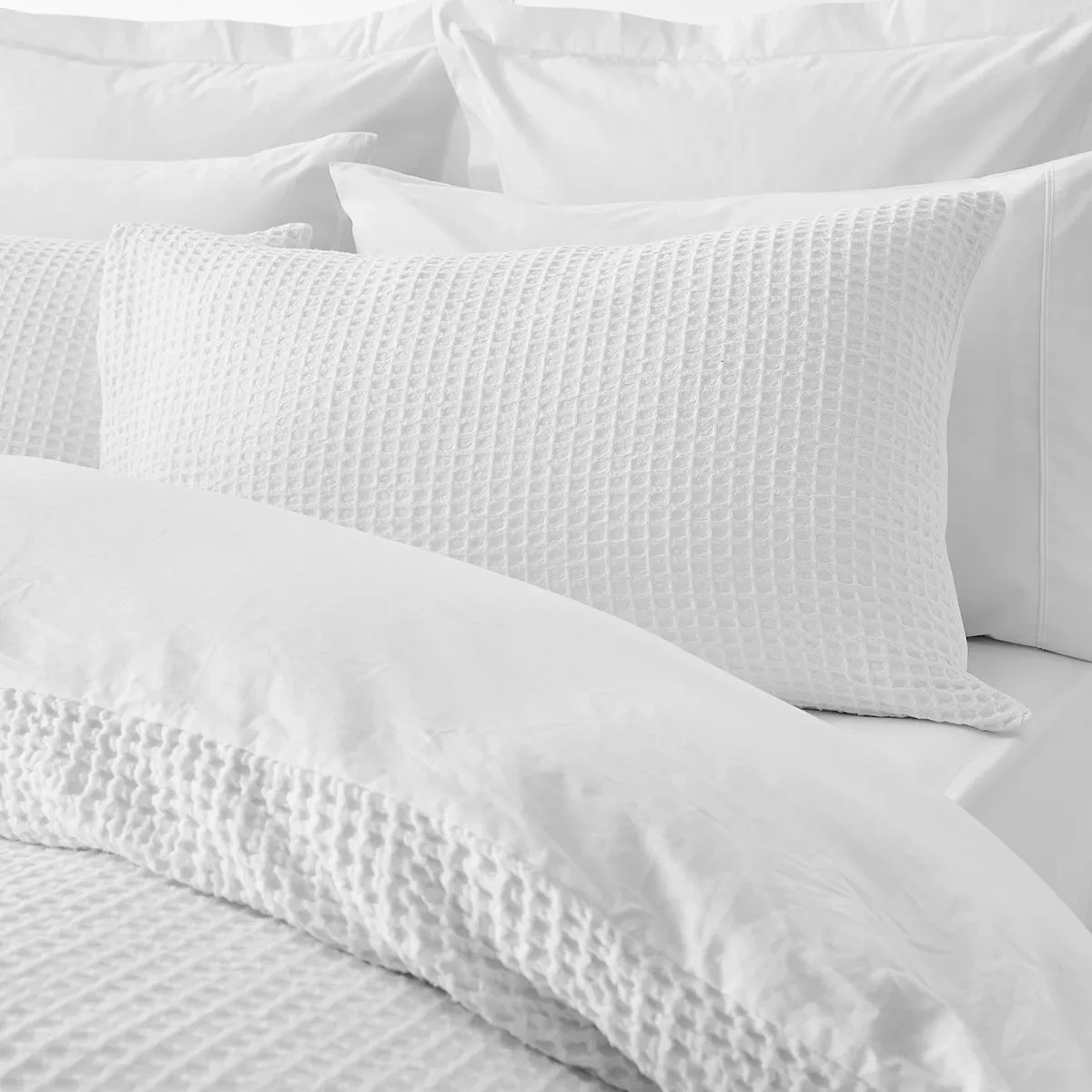 2 Waffle Cotton Quilt Cover Set - Single Bed, White, 2 of 6