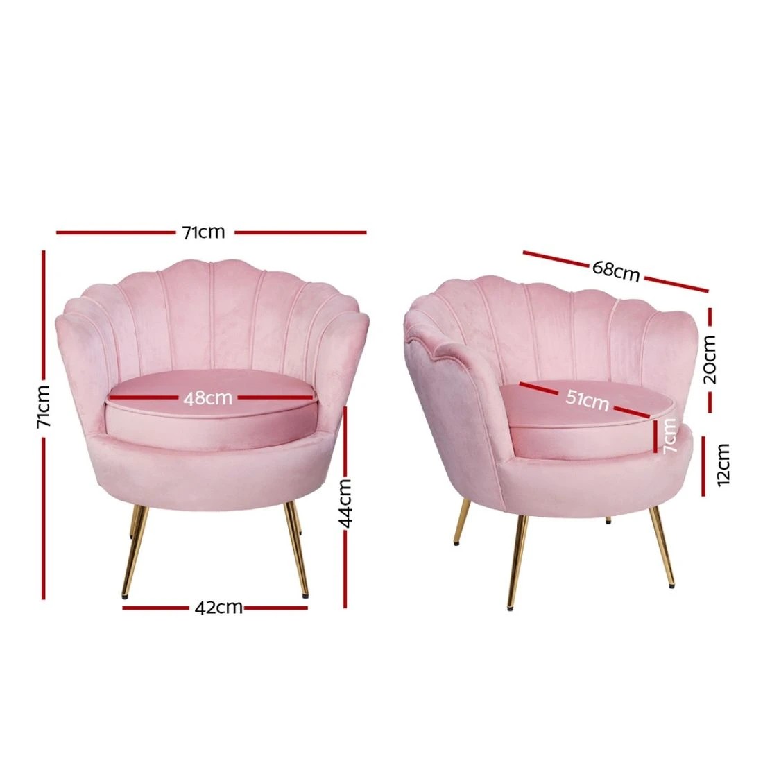 2 Artiss Armchair Velvet   Callista - Pink, 2 of 4