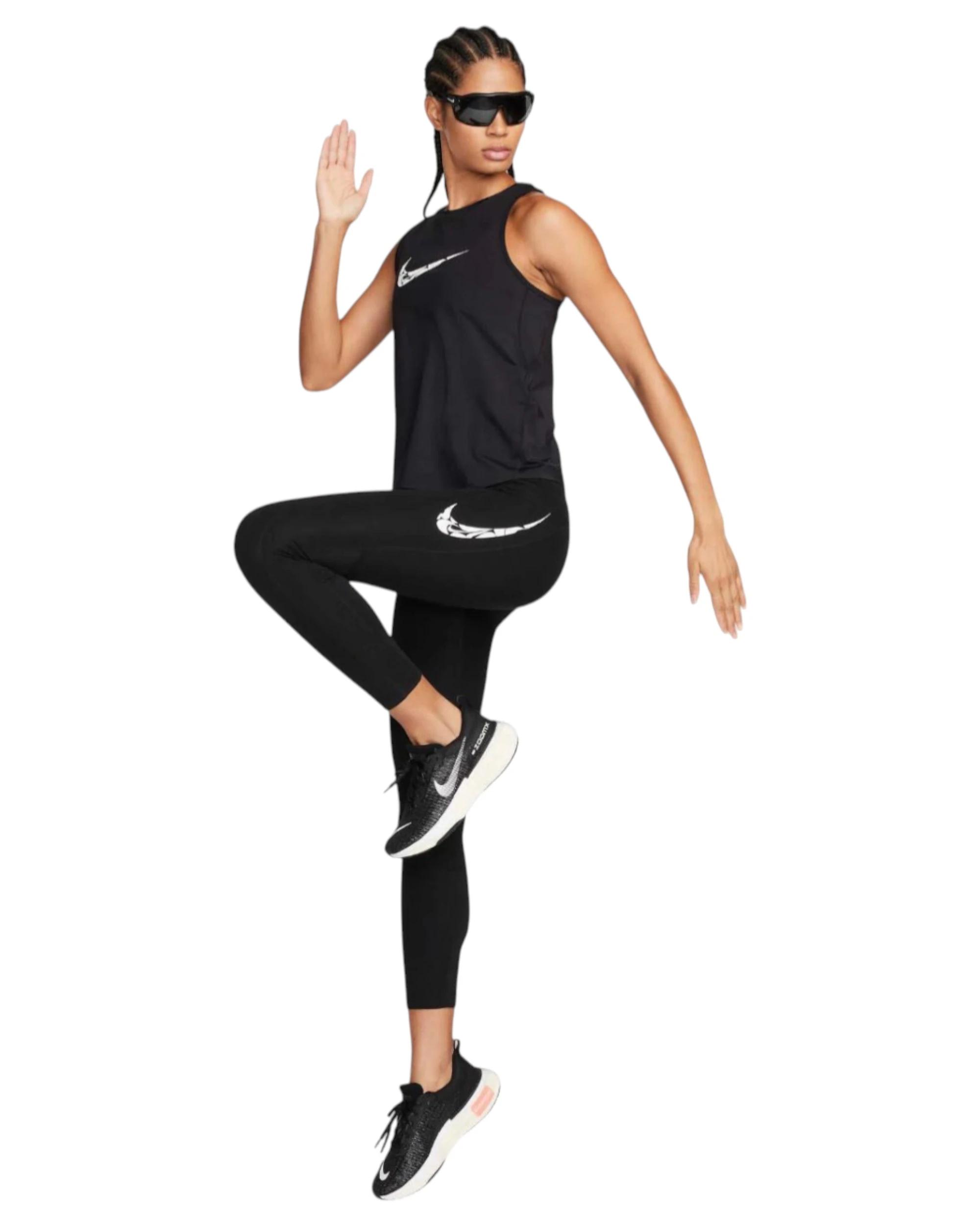 4 Nike 2 Pack Womens One Swoosh Graphic Running Tank Top Singlet BLACK, 4 of 4